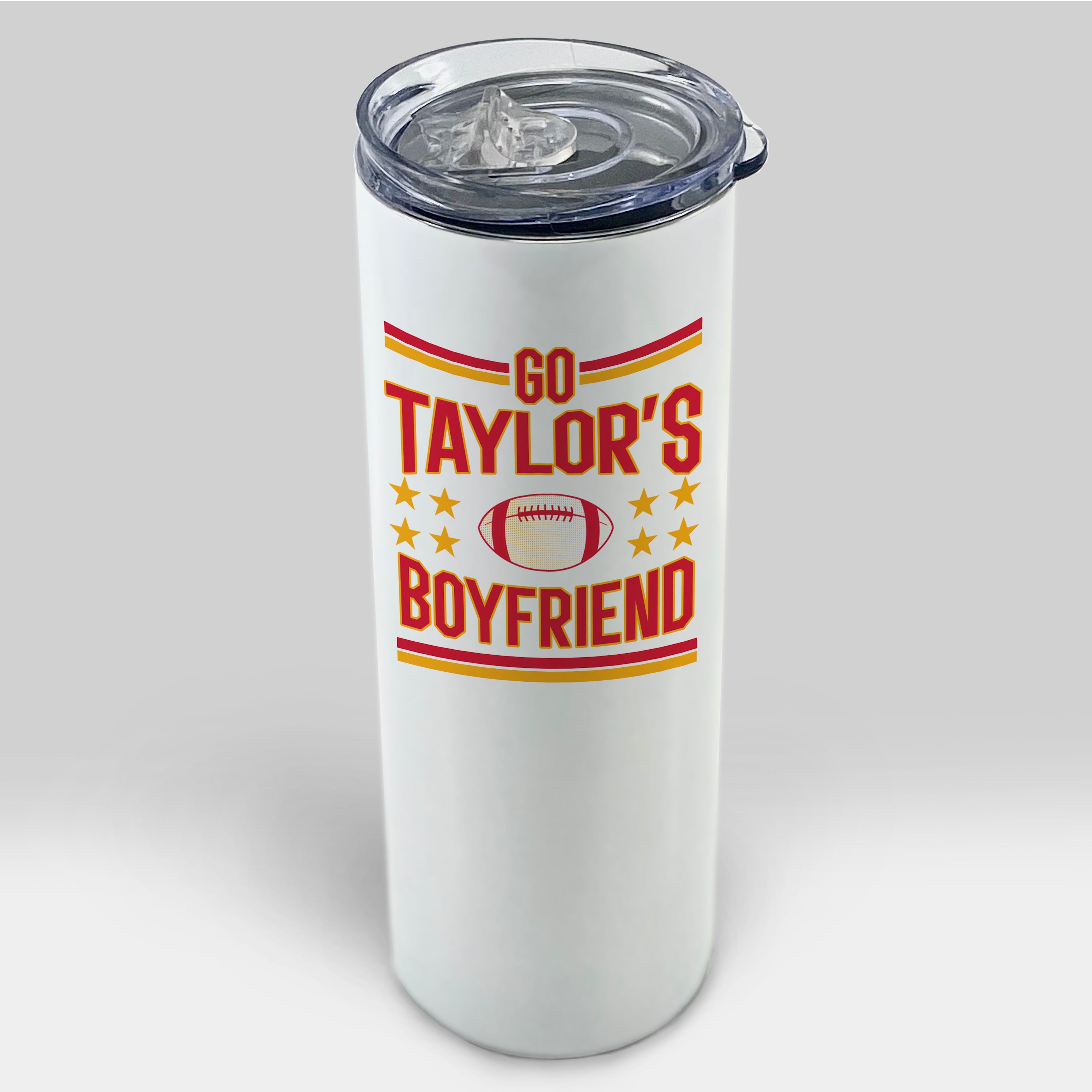 Sports Collection (Go Taylor’s Boyfriend) 20 oz Stainless Steel Travel White Tumbler with Straw