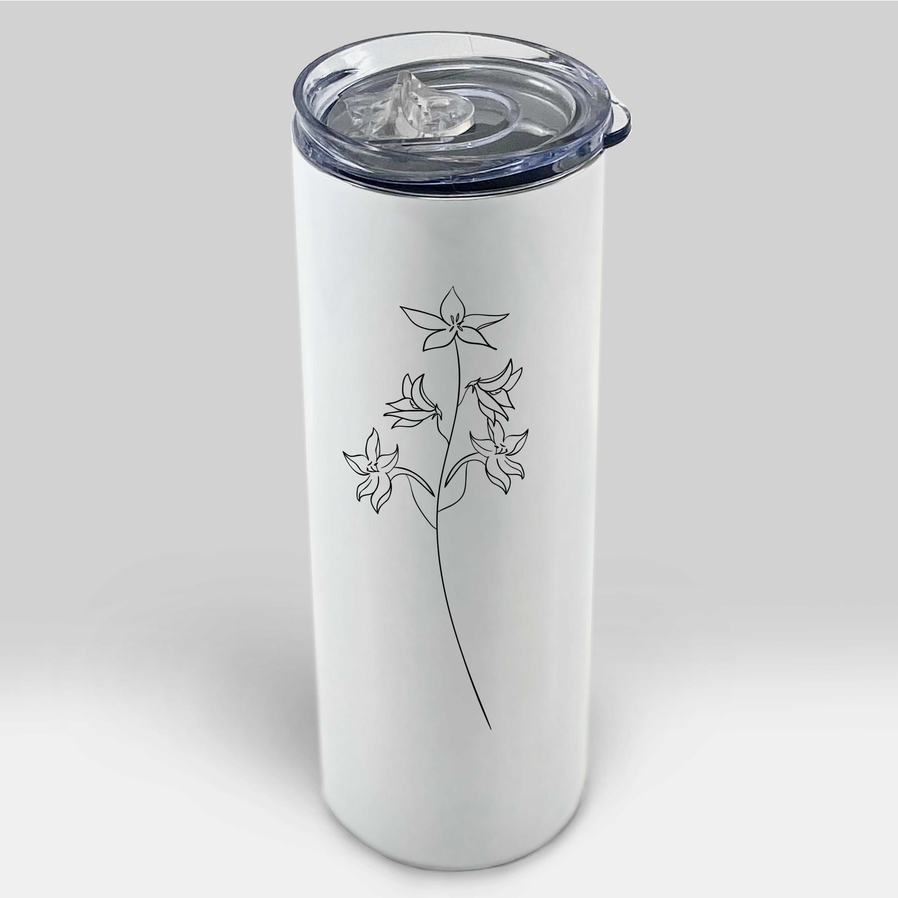 Birthday Collection (Birth Month Flower - Personalized) 20 oz Stainless Steel Travel White Tumbler with Straw