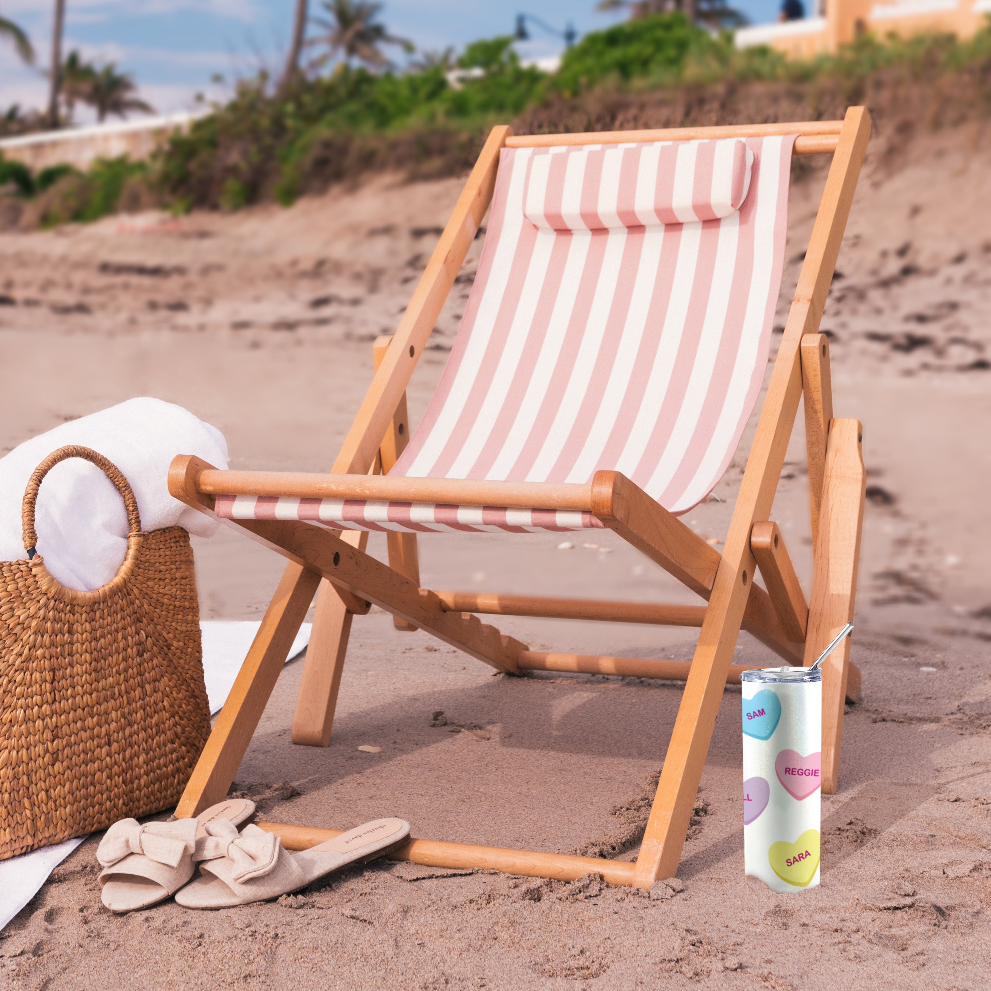 Family Collection (Grandma’s Sweethearts - Personalized) 20 oz Stainless Steel Travel White Iridescent Tumbler with Straw