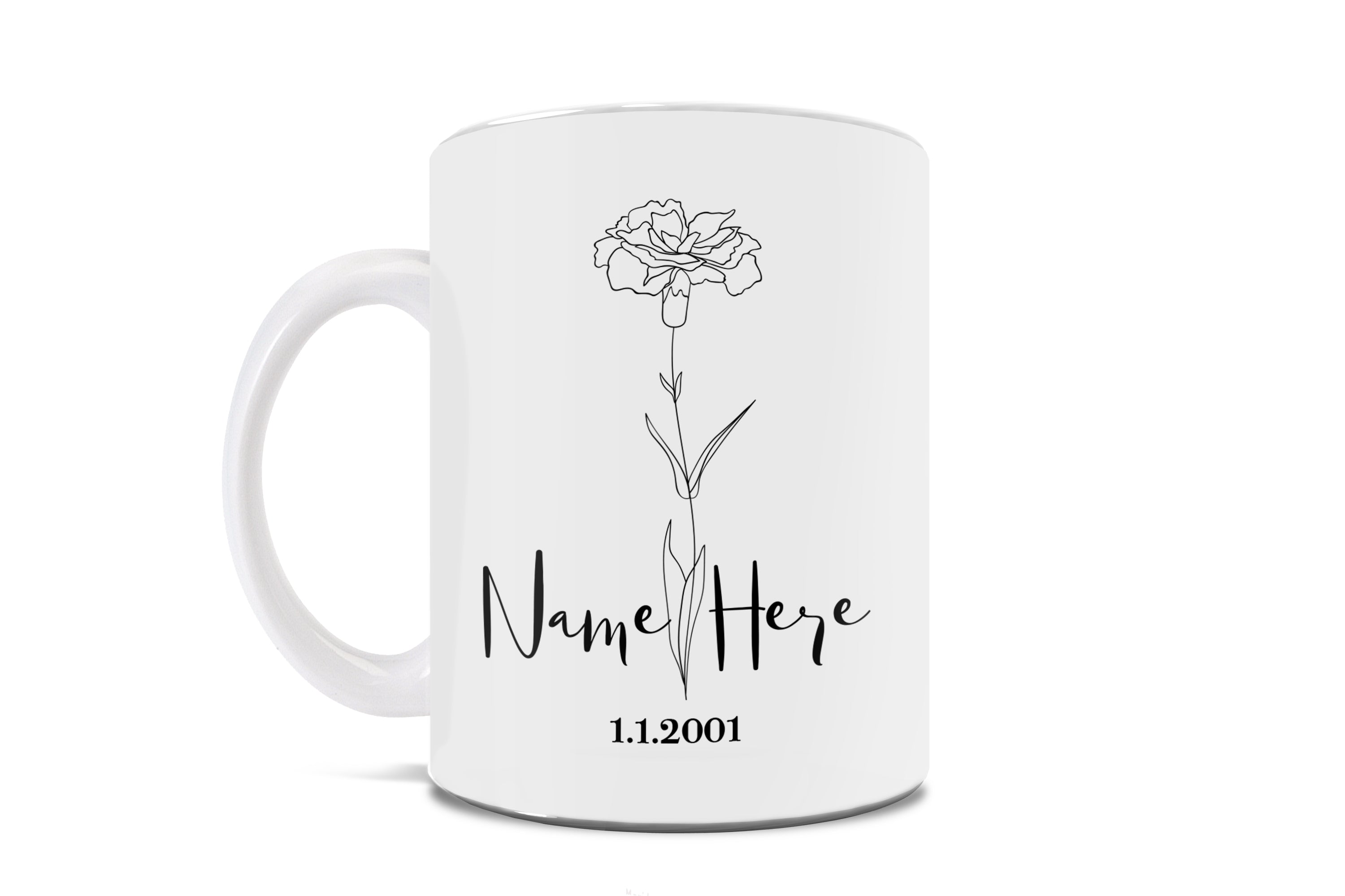 Birthday Collection (Birth Month Flower - Personalized) White Ceramic Mug