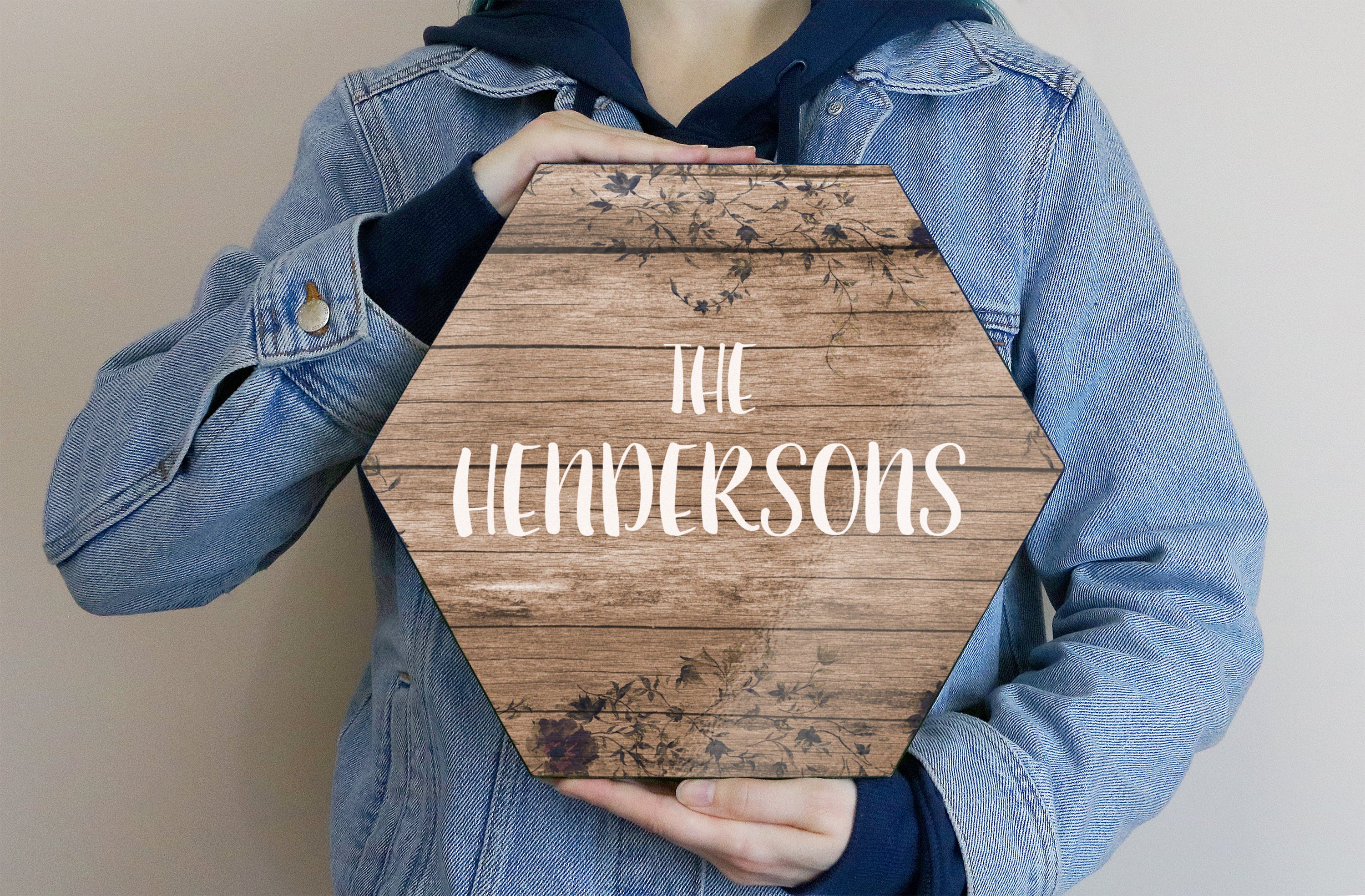 Family Collection (The Family - Light Wood -Personalized) Hexagon KNEXAGON Wood Print