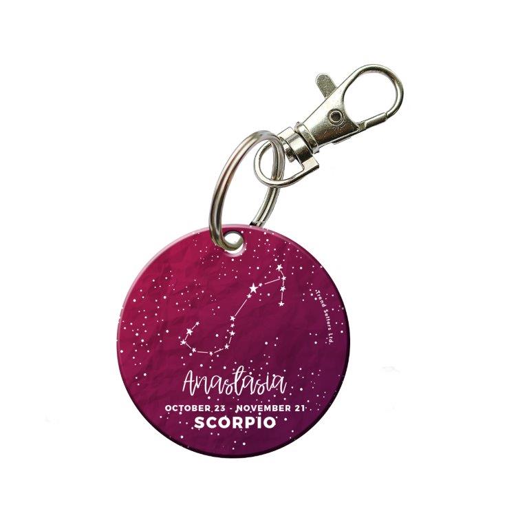 Zodiac Collection (Scorpio - Personalized) Circle Shaped Acrylic Keychain