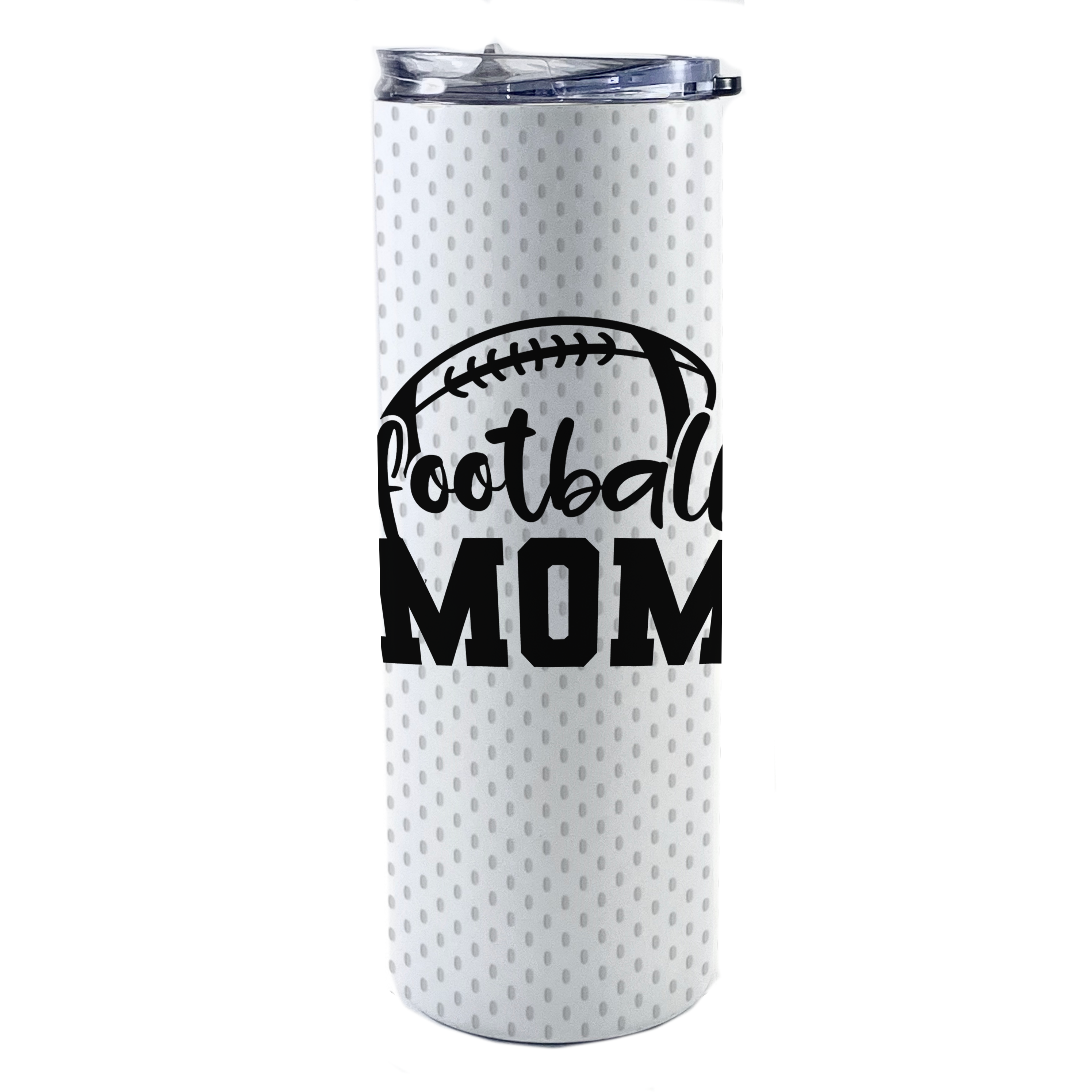 Sports Collection (Football Mom - Personalized) 20 Oz Stainless Steel Travel Tumbler with Straw (White)