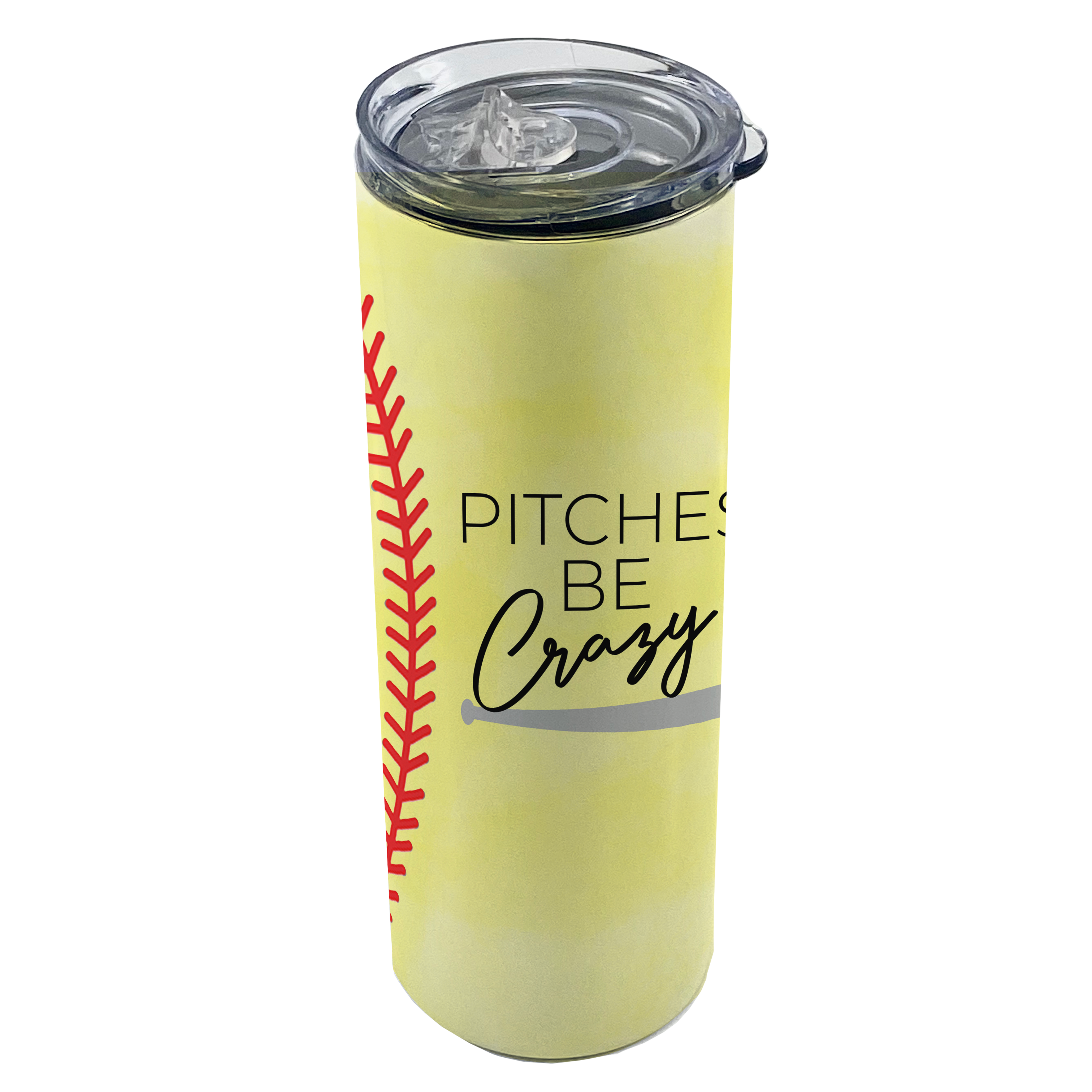 Sports Collection (Pitches Be Crazy - Softball) 20 Oz Stainless Steel Travel Tumbler with Straw