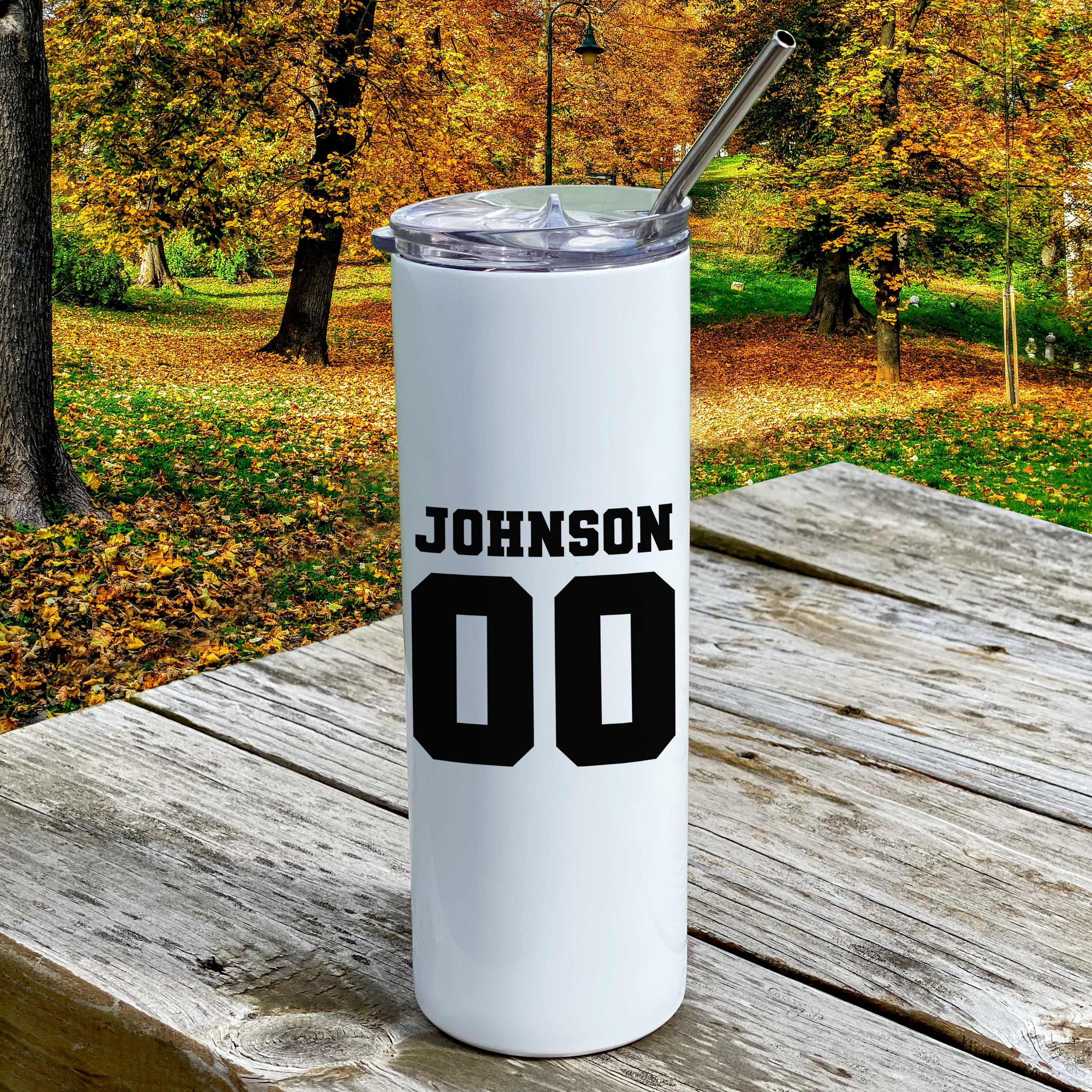 Sports Collection (Soccer Mom - Personalized) 20 Oz Stainless Steel Travel Tumbler with Straw (White)