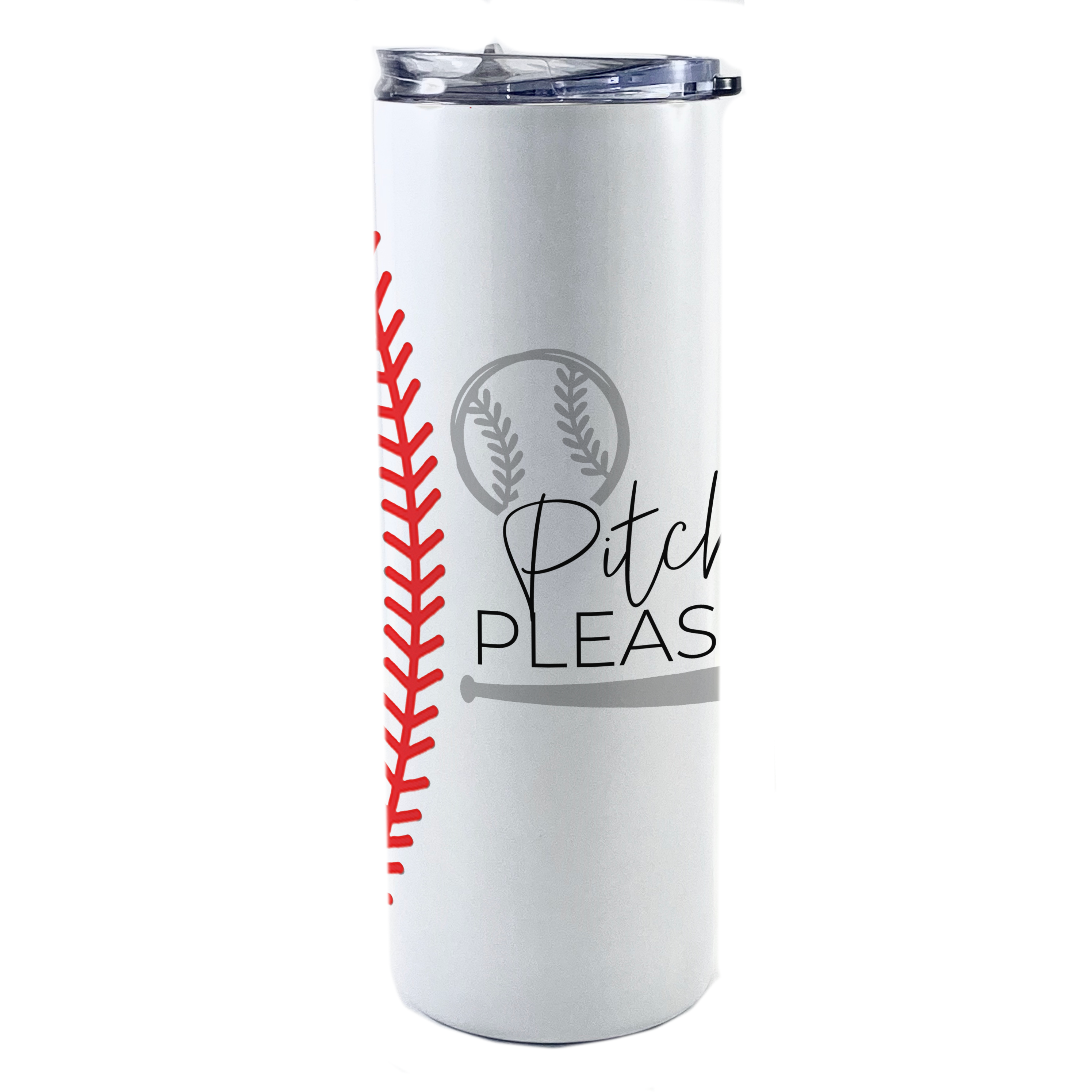 Sports Collection (Pitch Please - Baseball) 20 Oz Stainless Steel Travel Tumbler with Straw