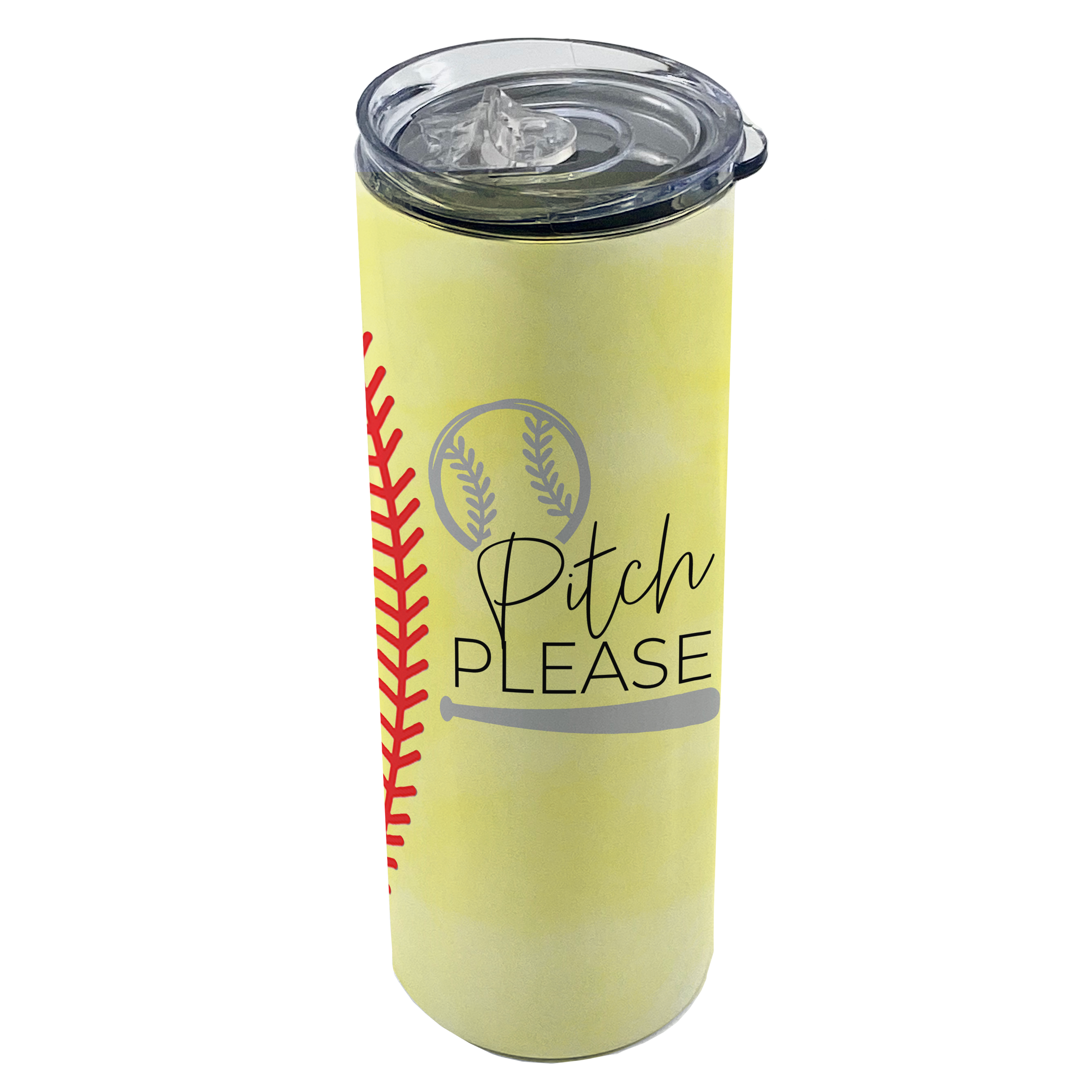Sports Collection (Pitch Please - Softball) 20 Oz Stainless Steel Travel Tumbler with Straw