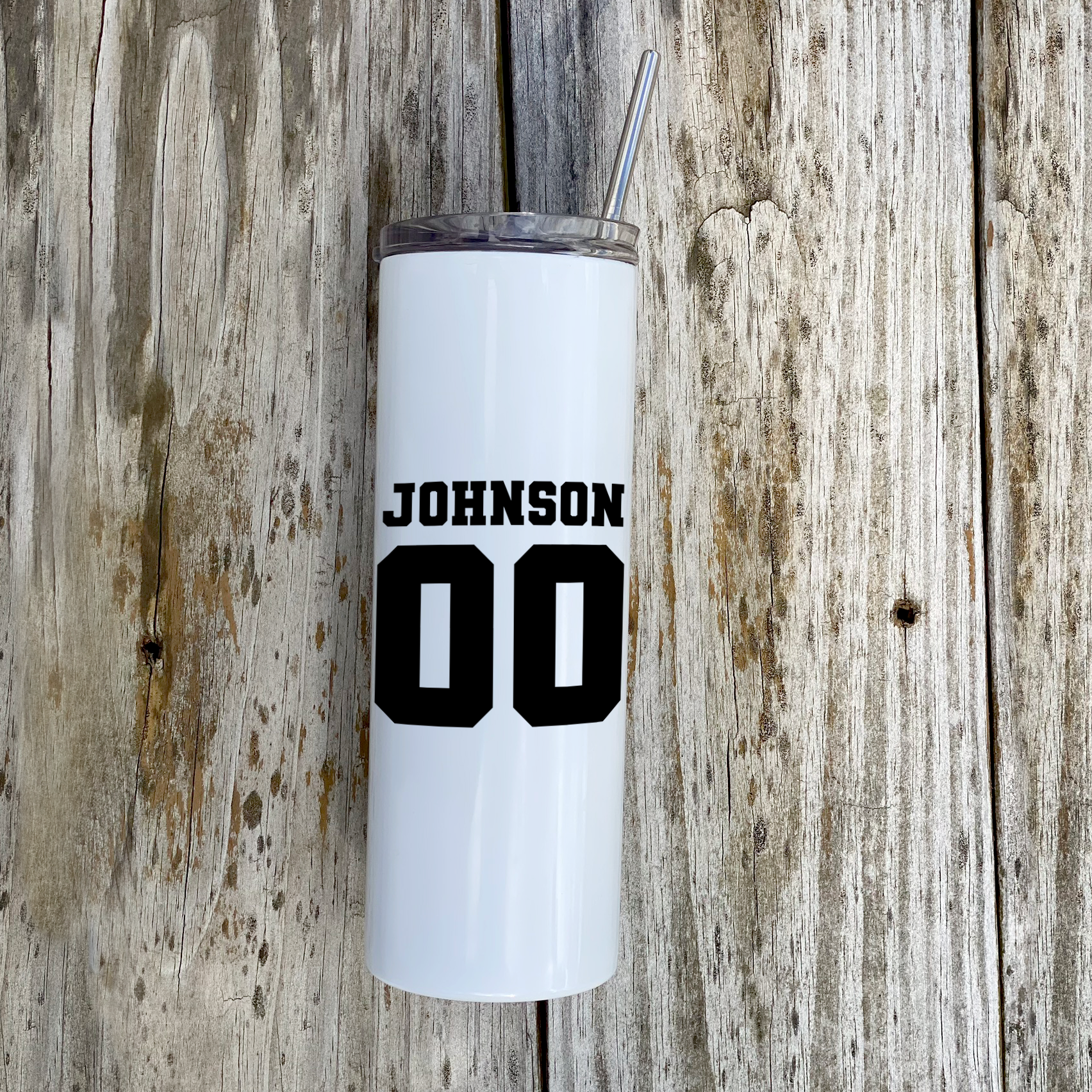 Sports Collection (Game Day – Baseball - Personalized) 20 Oz Stainless Steel Travel Tumbler with Straw (White)