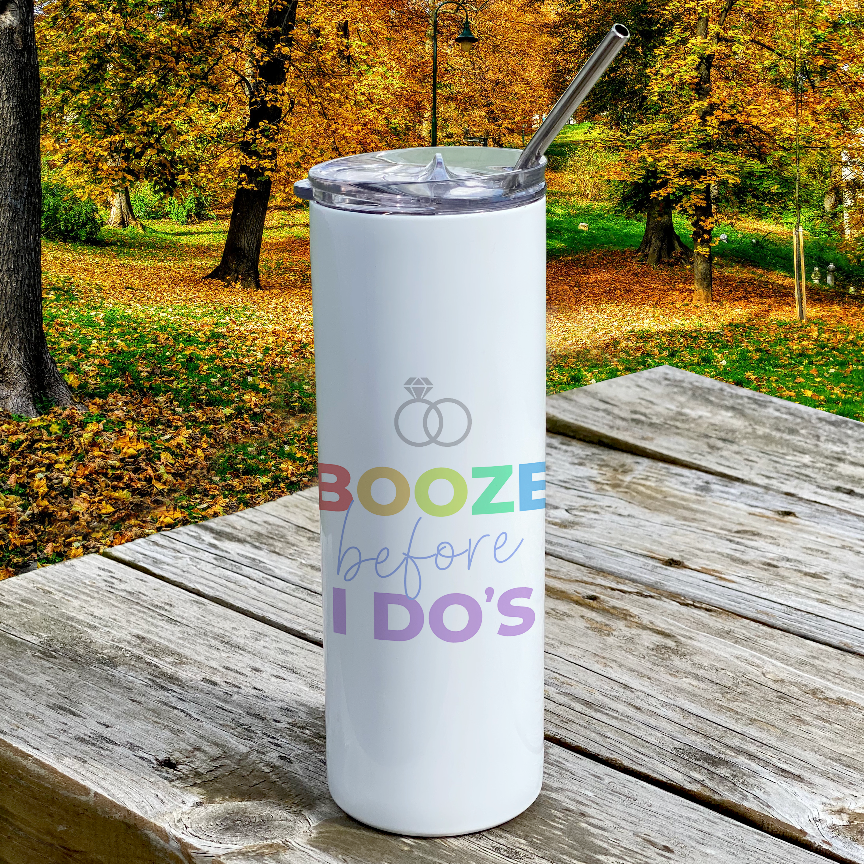 Bridal Party Collection (Booze Before I Dos) 20 Oz Stainless Steel Travel Tumbler with Straw