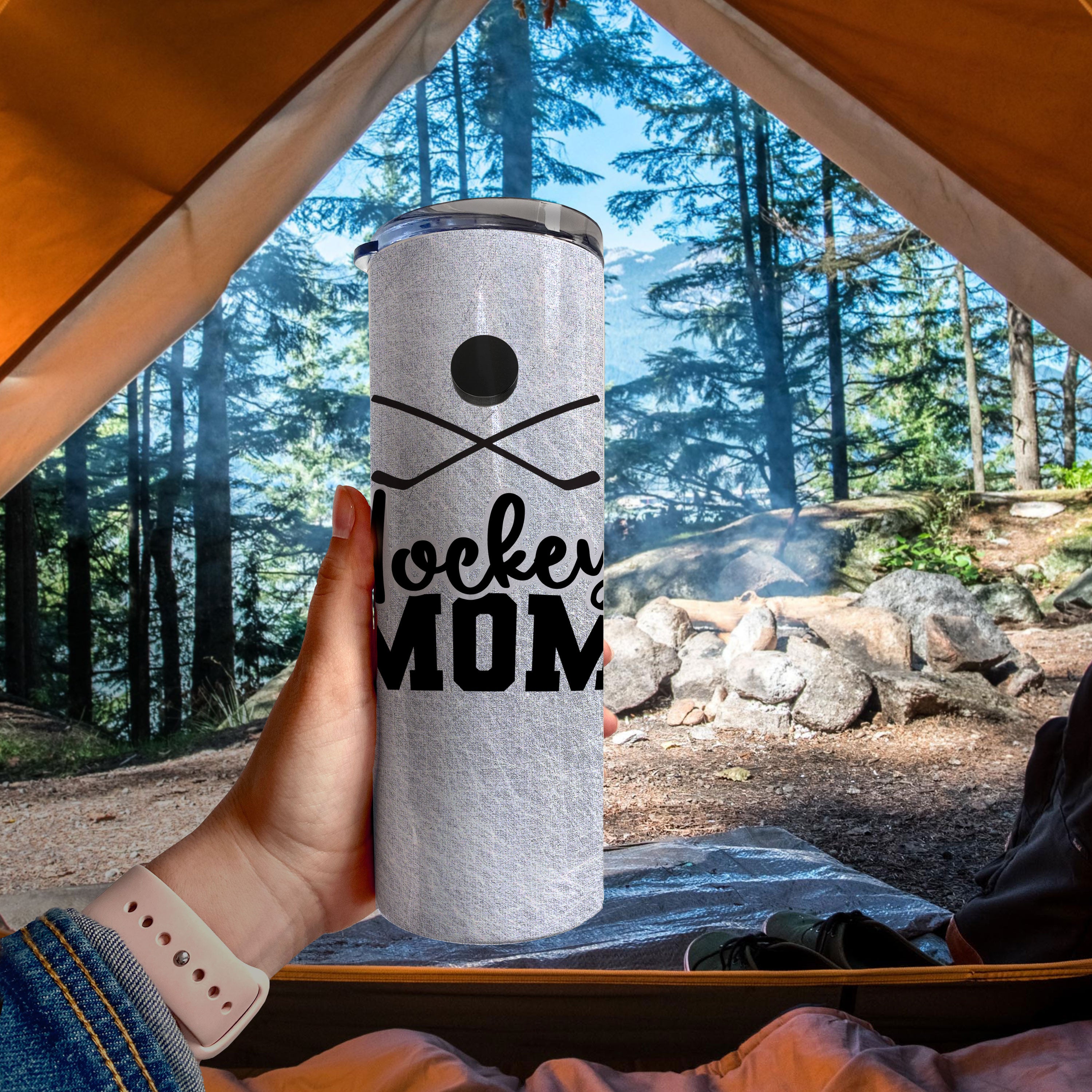 Sports Collection (Hockey Mom - Personalized) 20 oz Stainless Steel Travel Tumbler with Straw