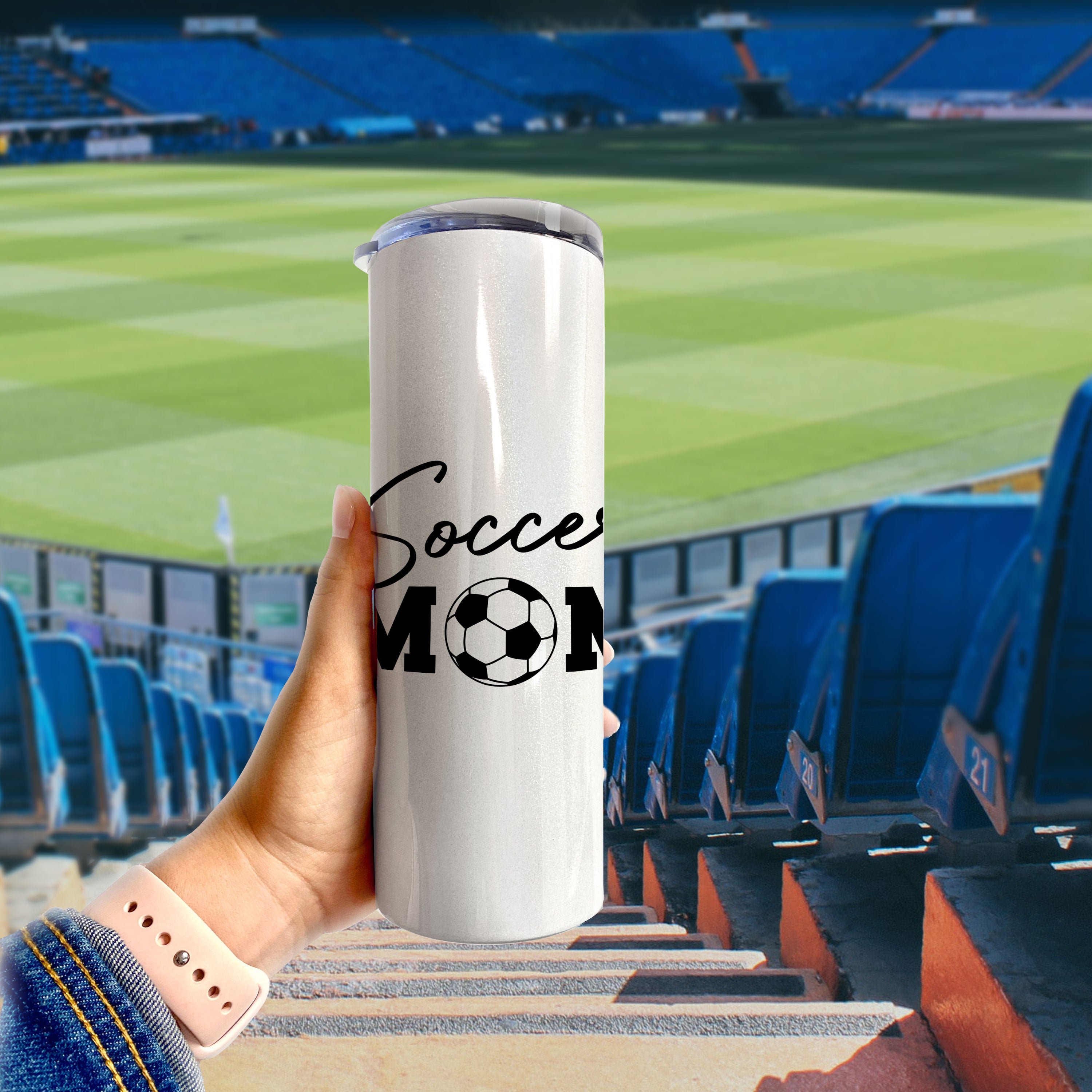Sports Collection (Soccer Mom - Personalized) 20 Oz Stainless Steel Travel Tumbler with Straw