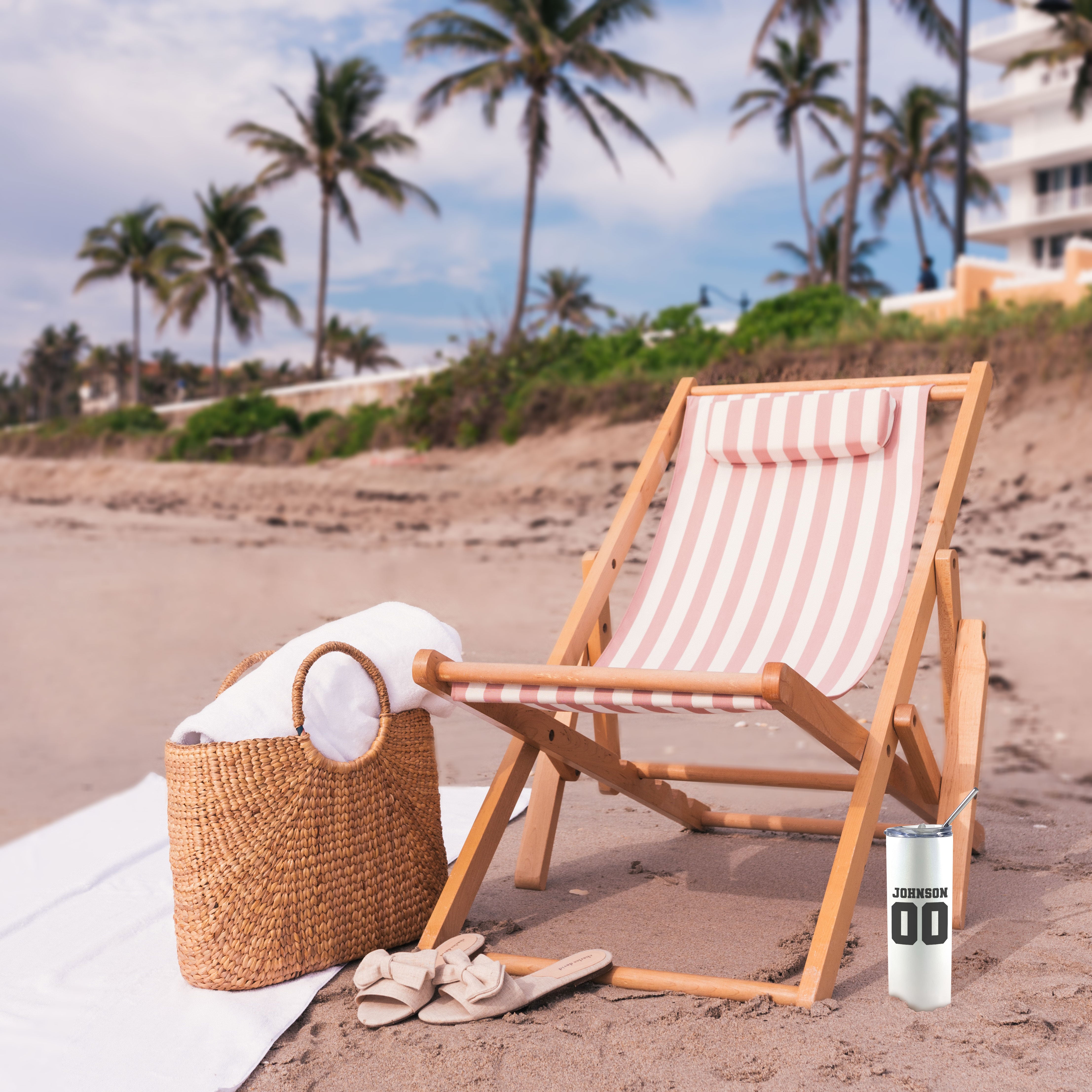 Sports Collection (Football Game Day - Personalized) 20 Oz Stainless Steel Travel Tumbler with Straw