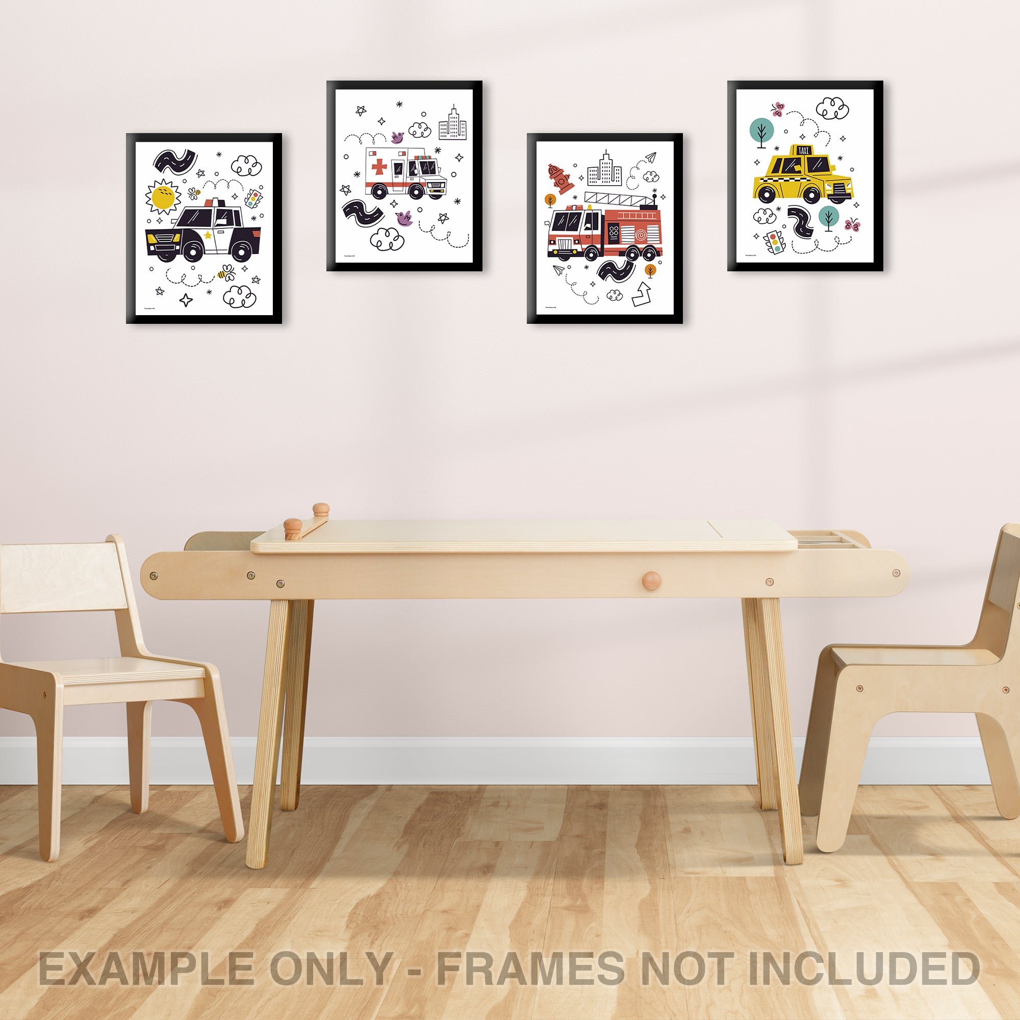 Kids Collection (Public Servant Cars) TrendyPrint™ Wall Art Set of Four
