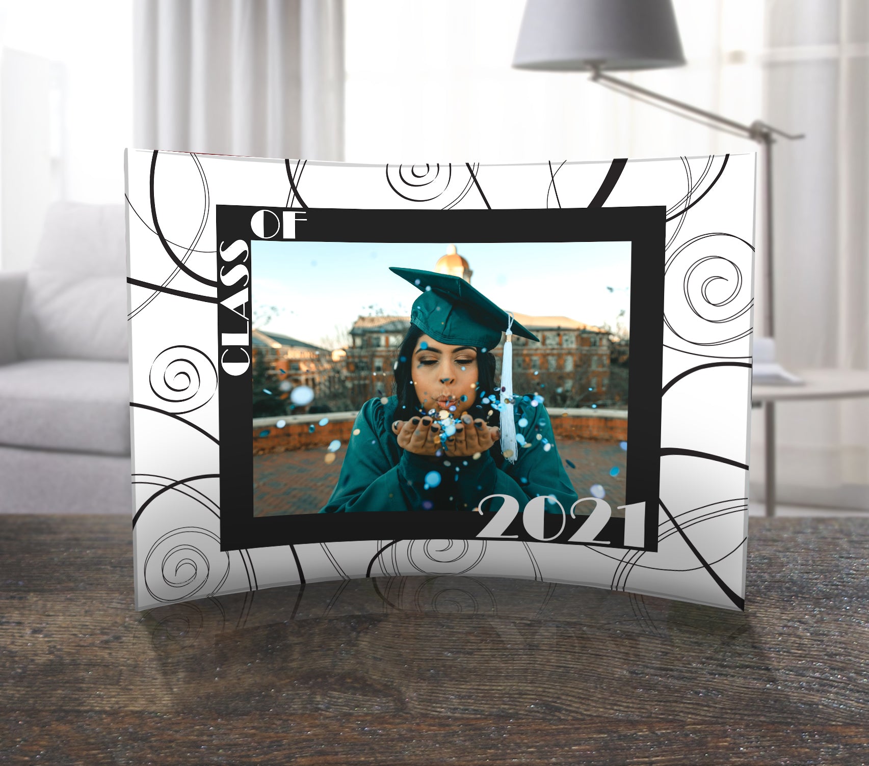 Graduation Collection (Graduation Swirls - Personalized)  10" x 7" Curved Acrylic Print