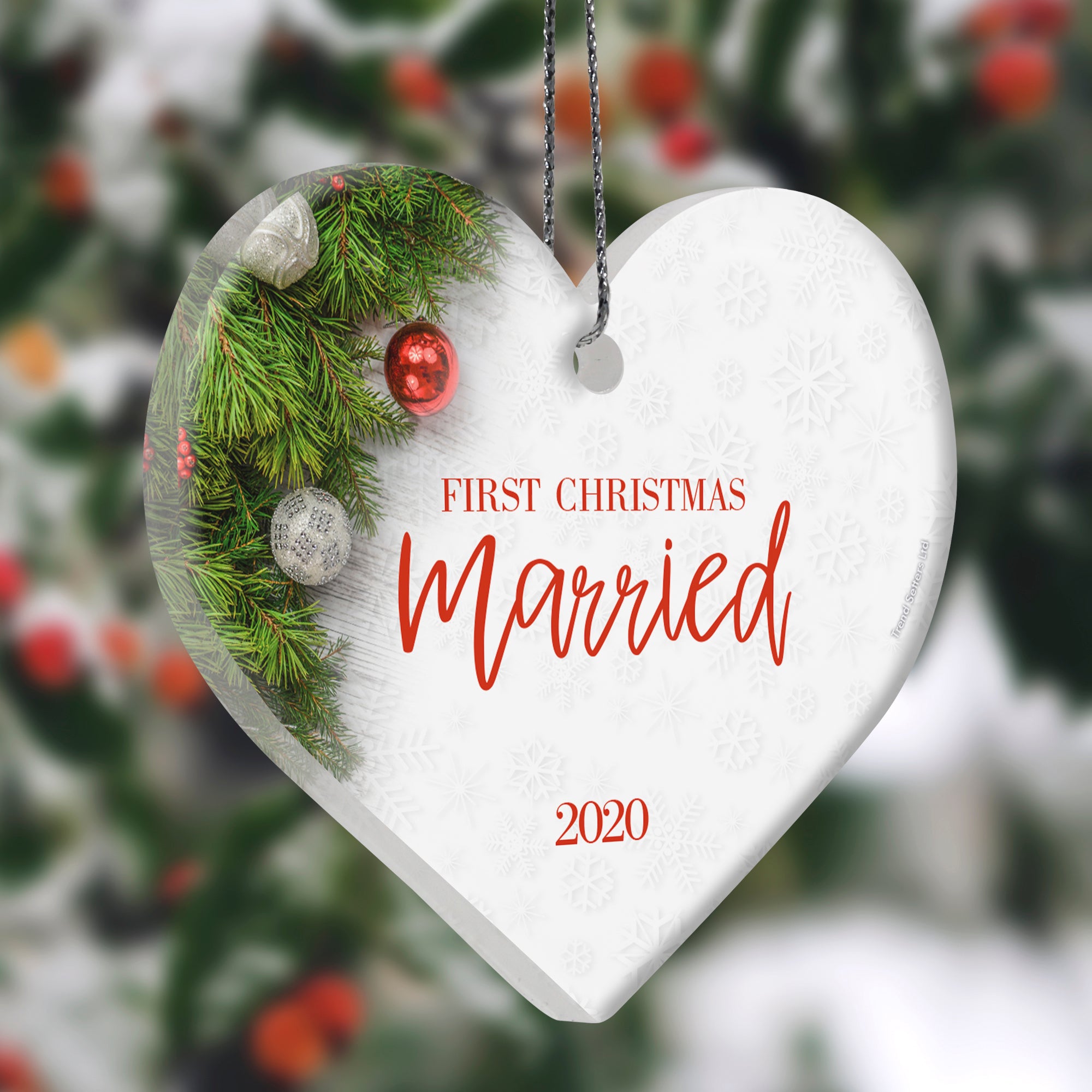 Christmas Collection (First Christmas Married Ornament - Personalized) Hanging Acrylic Print ACPHEART572