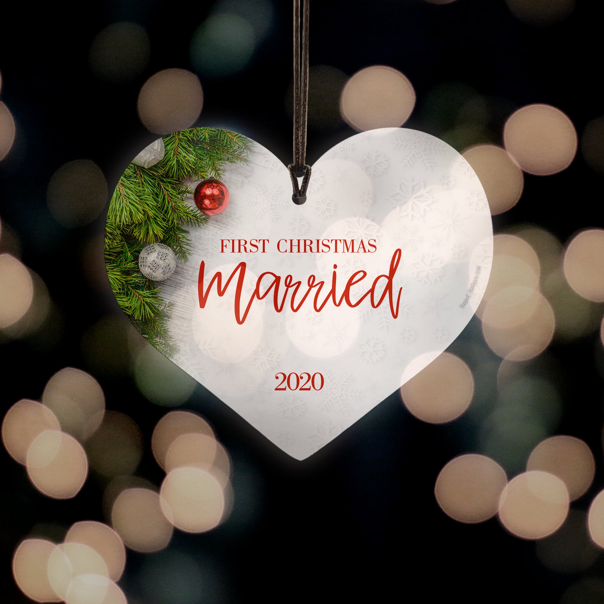 Christmas Collection (First Christmas Married Ornament - Personalized) Hanging Acrylic Print ACPHEART572