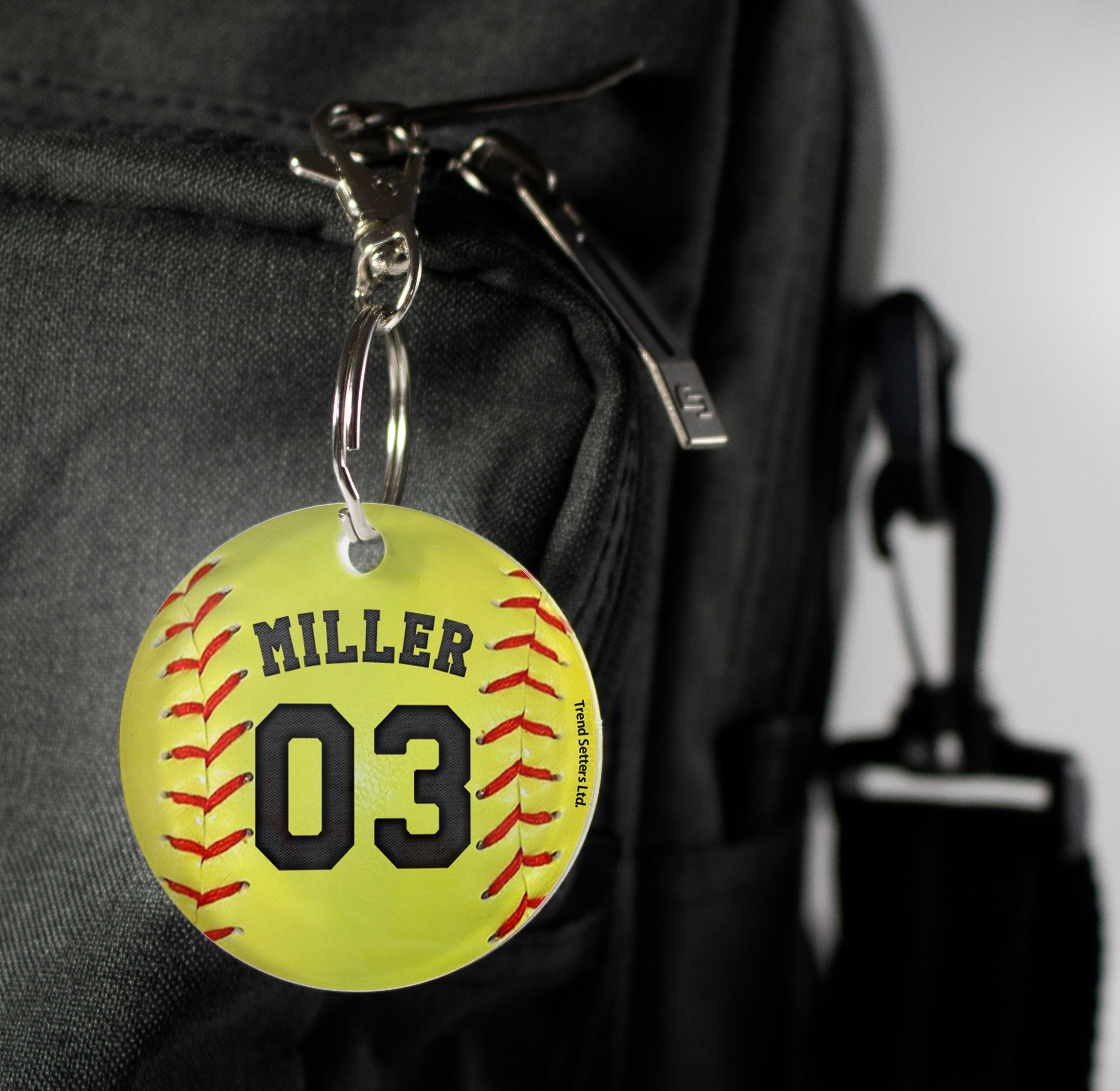 Sports Collection (Softball - Personalized) Circle Shaped Acrylic Keychain