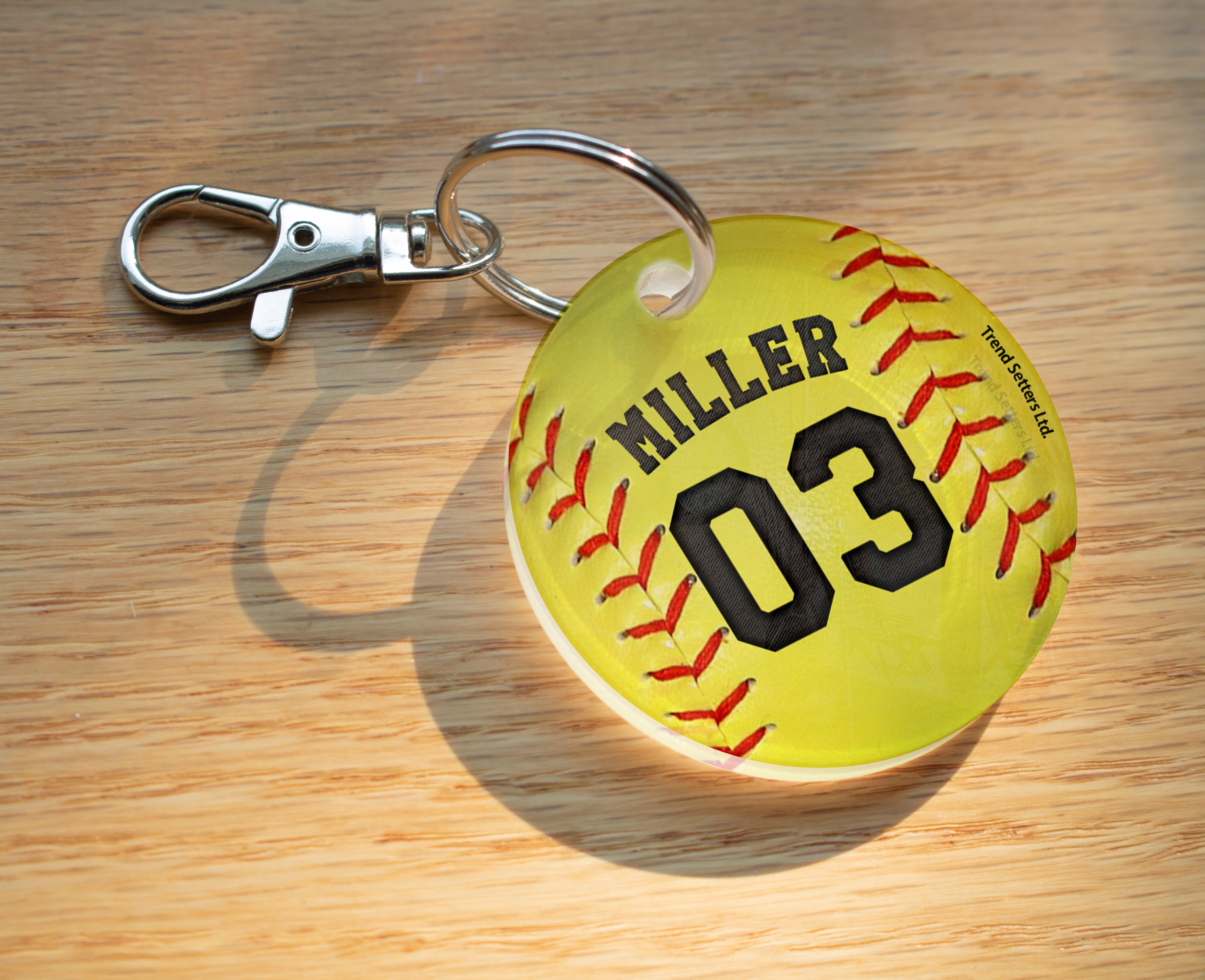 Sports Collection (Softball - Personalized) Circle Shaped Acrylic Keychain