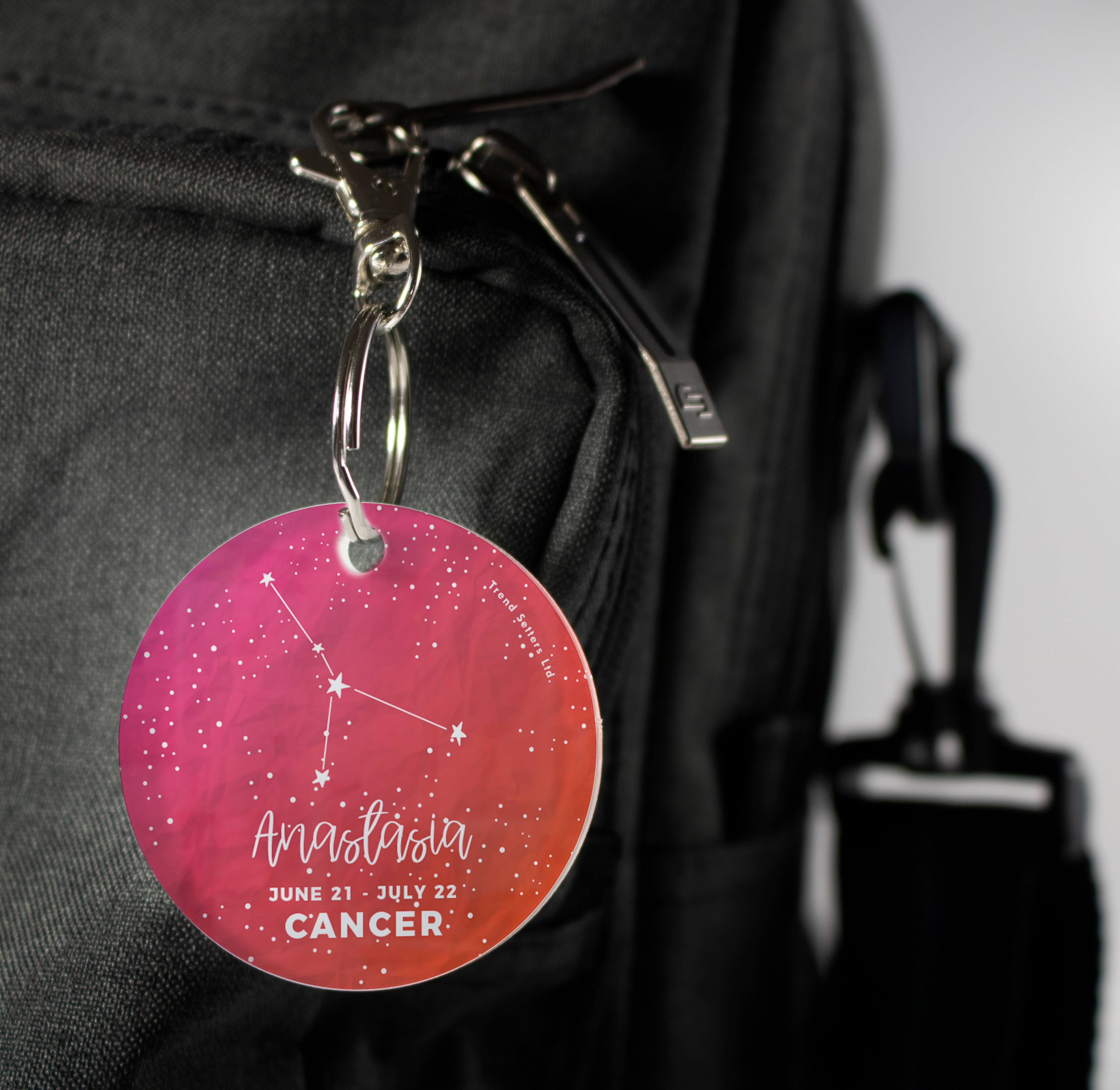 Zodiac Collection (Cancer - Personalized) Circle Shaped Acrylic Keychain