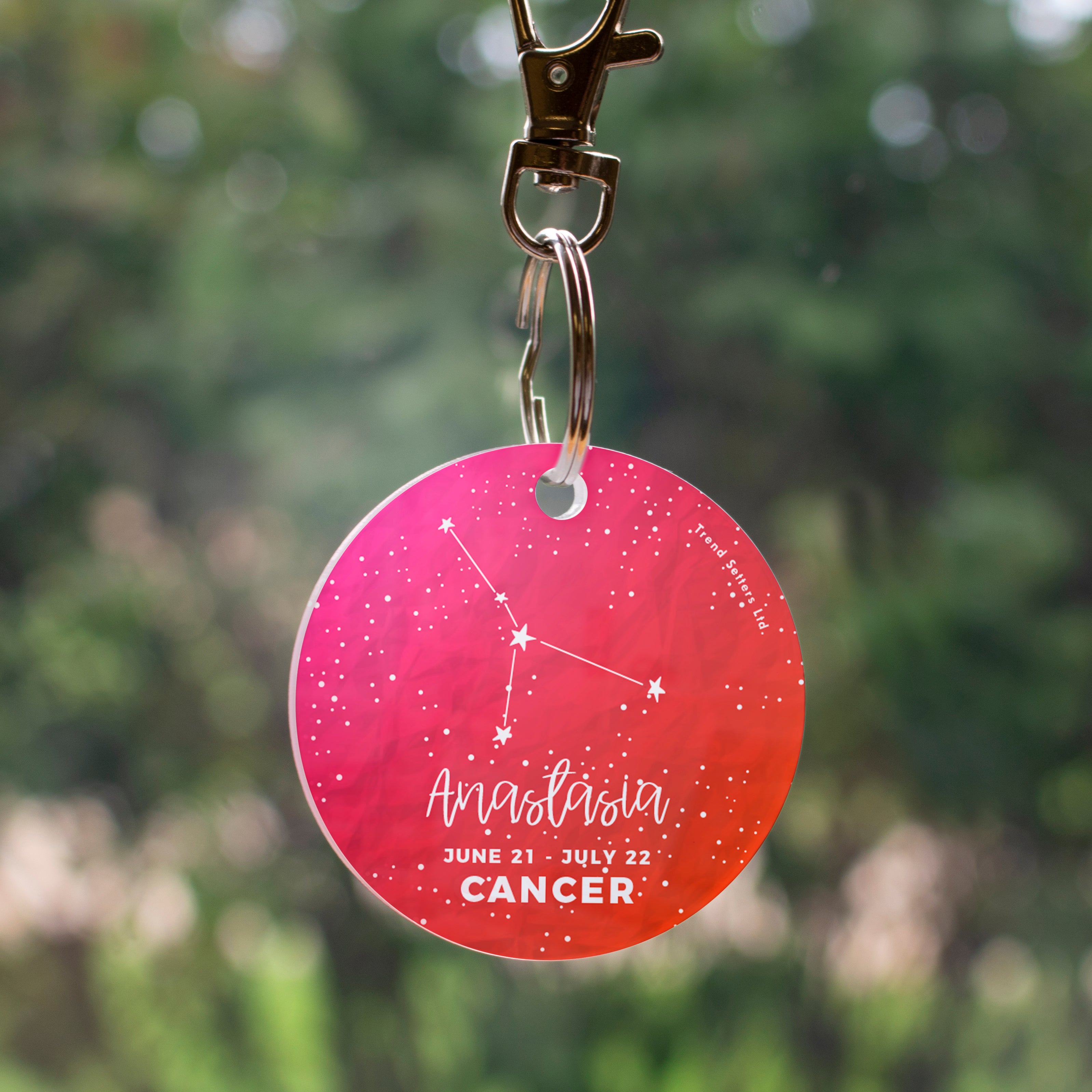 Zodiac Collection (Cancer - Personalized) Circle Shaped Acrylic Keychain