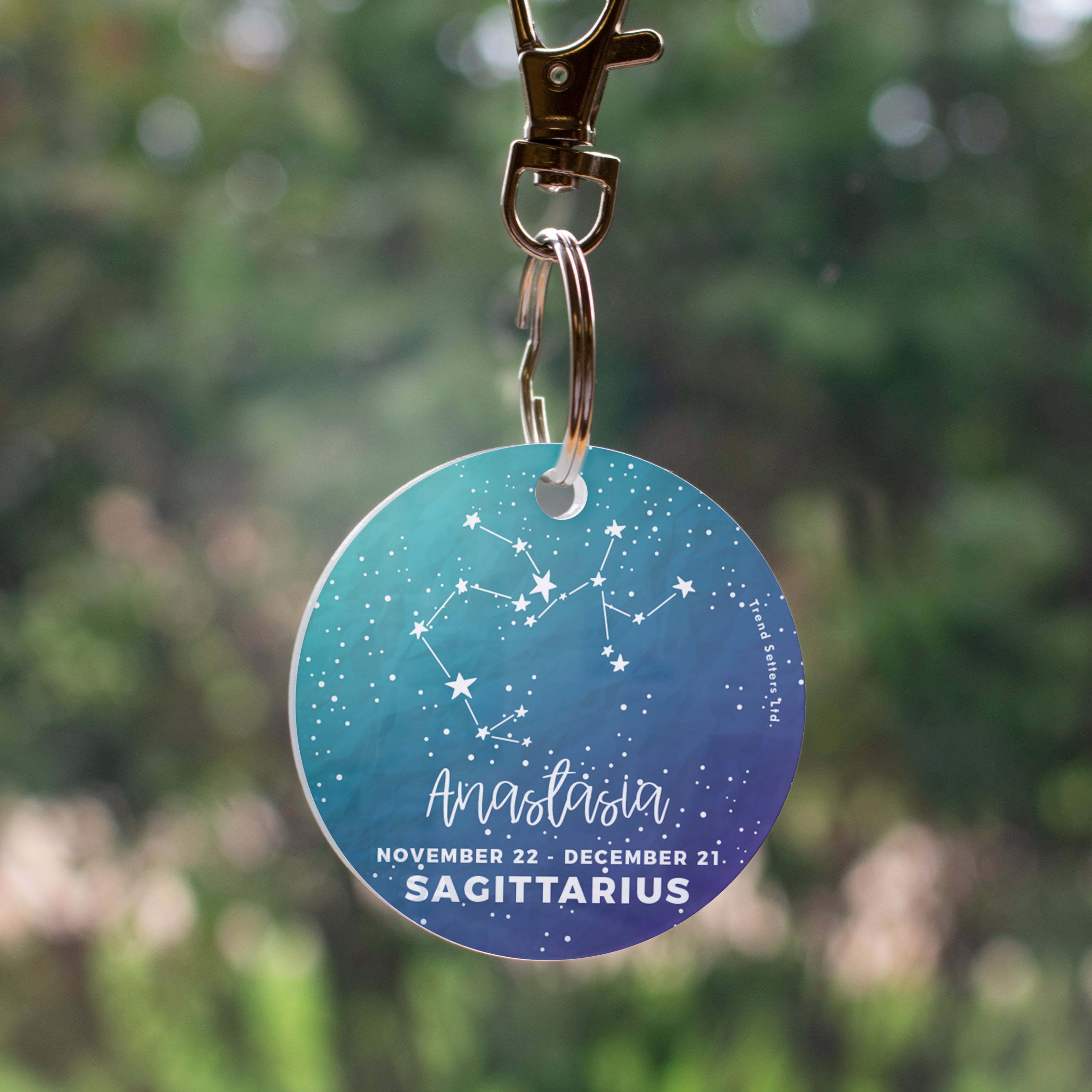 Zodiac Collection (Sagittarius - Personalized) Circle Shaped Acrylic Keychain