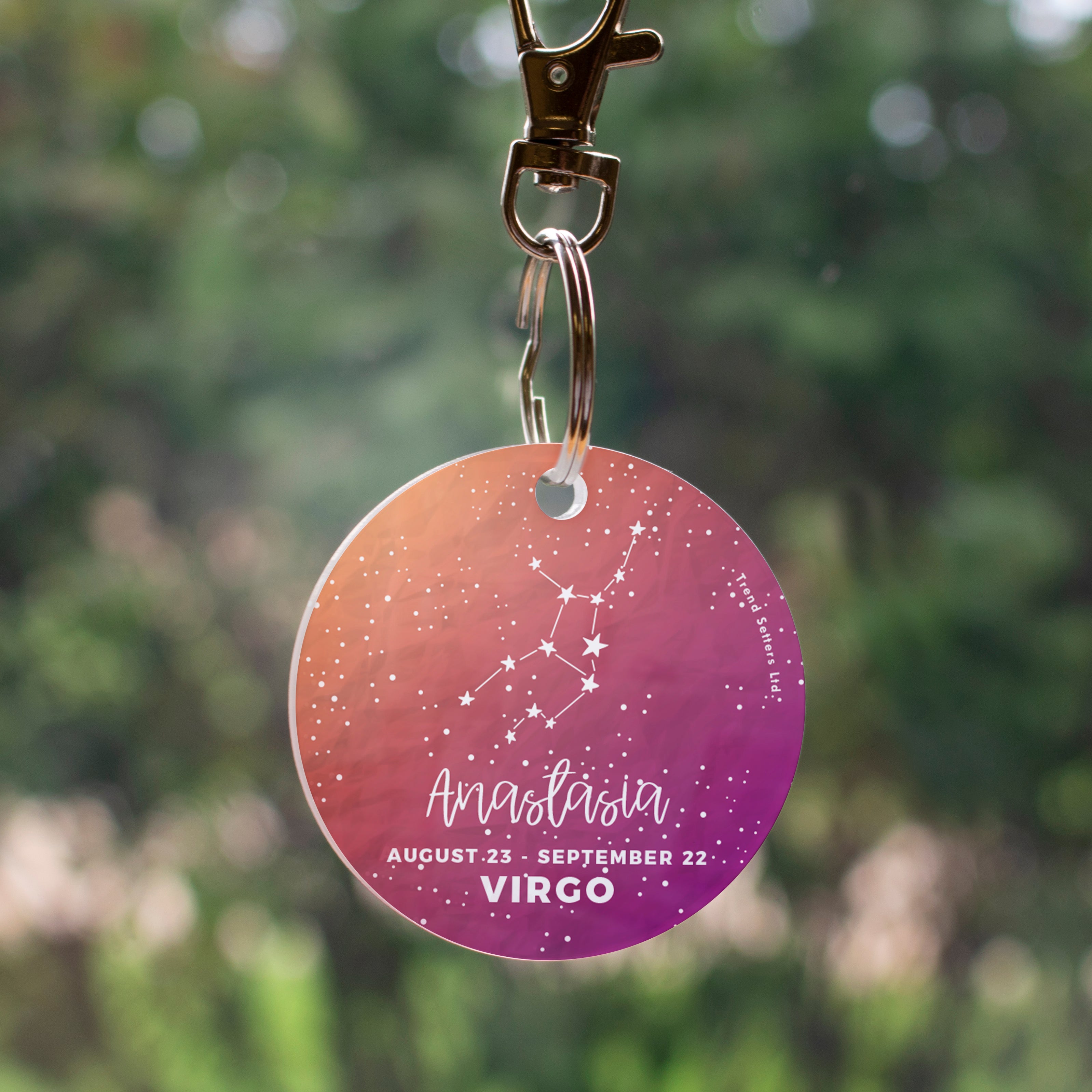 Zodiac Collection (Virgo - Personalized) Circle Shaped Acrylic Keychain