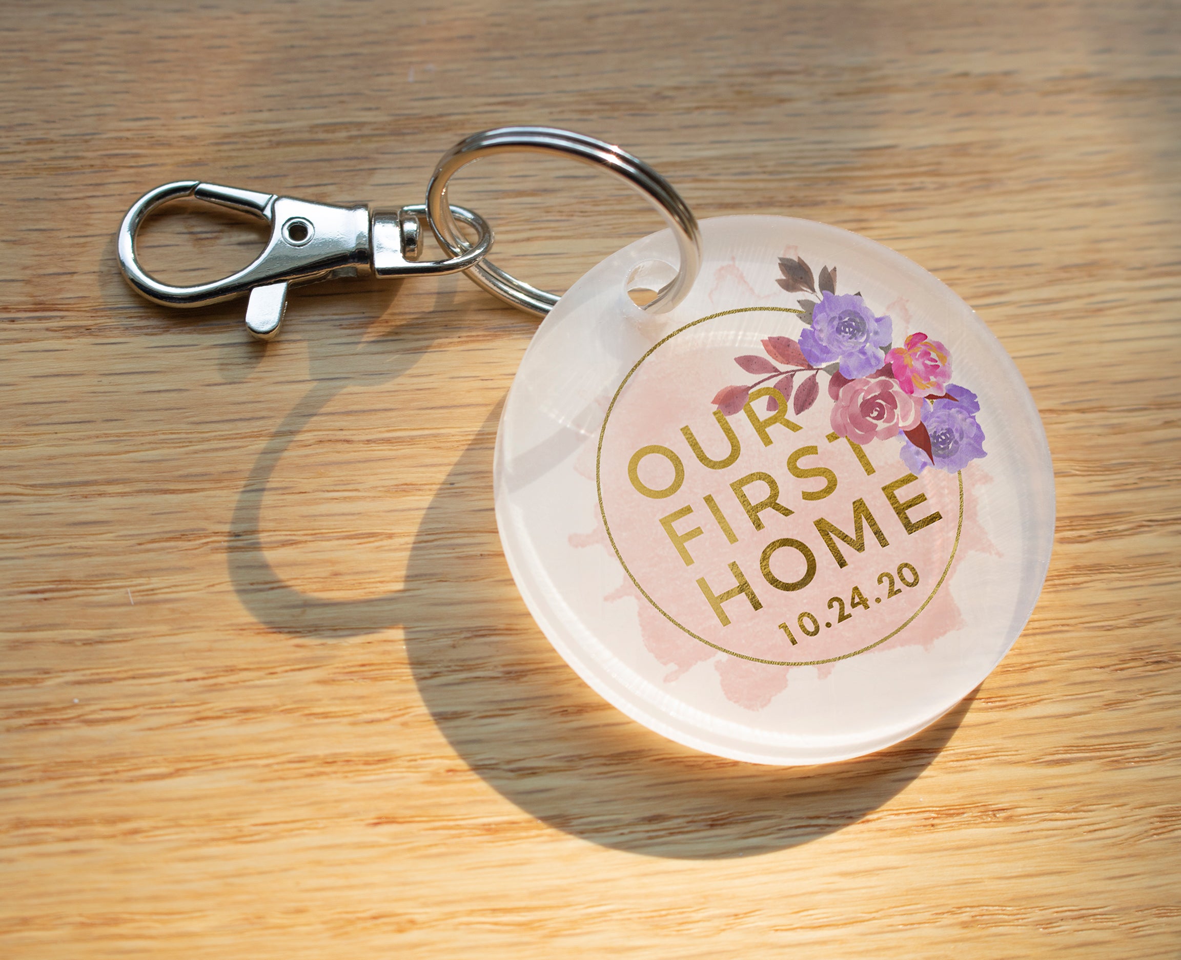 Housewarming Collection (Our First Home – Personalized) Circle Shaped Acrylic Keychain