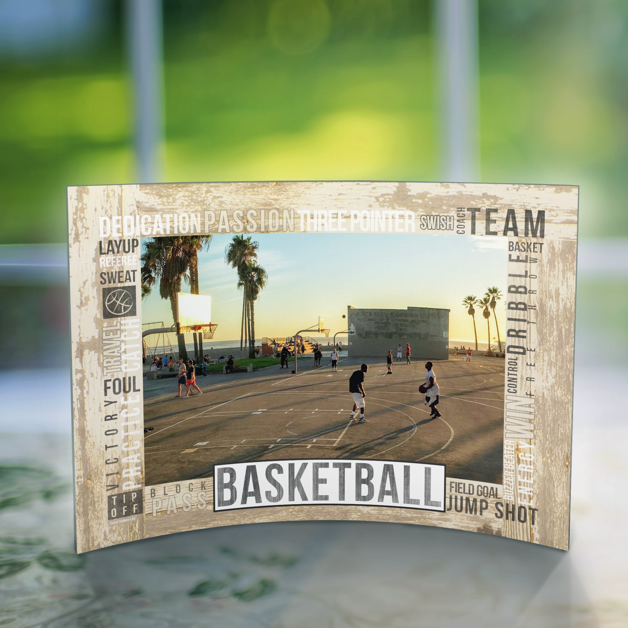 Sports Collection (Basketball Words - Personalized)  7" x 5" Curved Acrylic Print