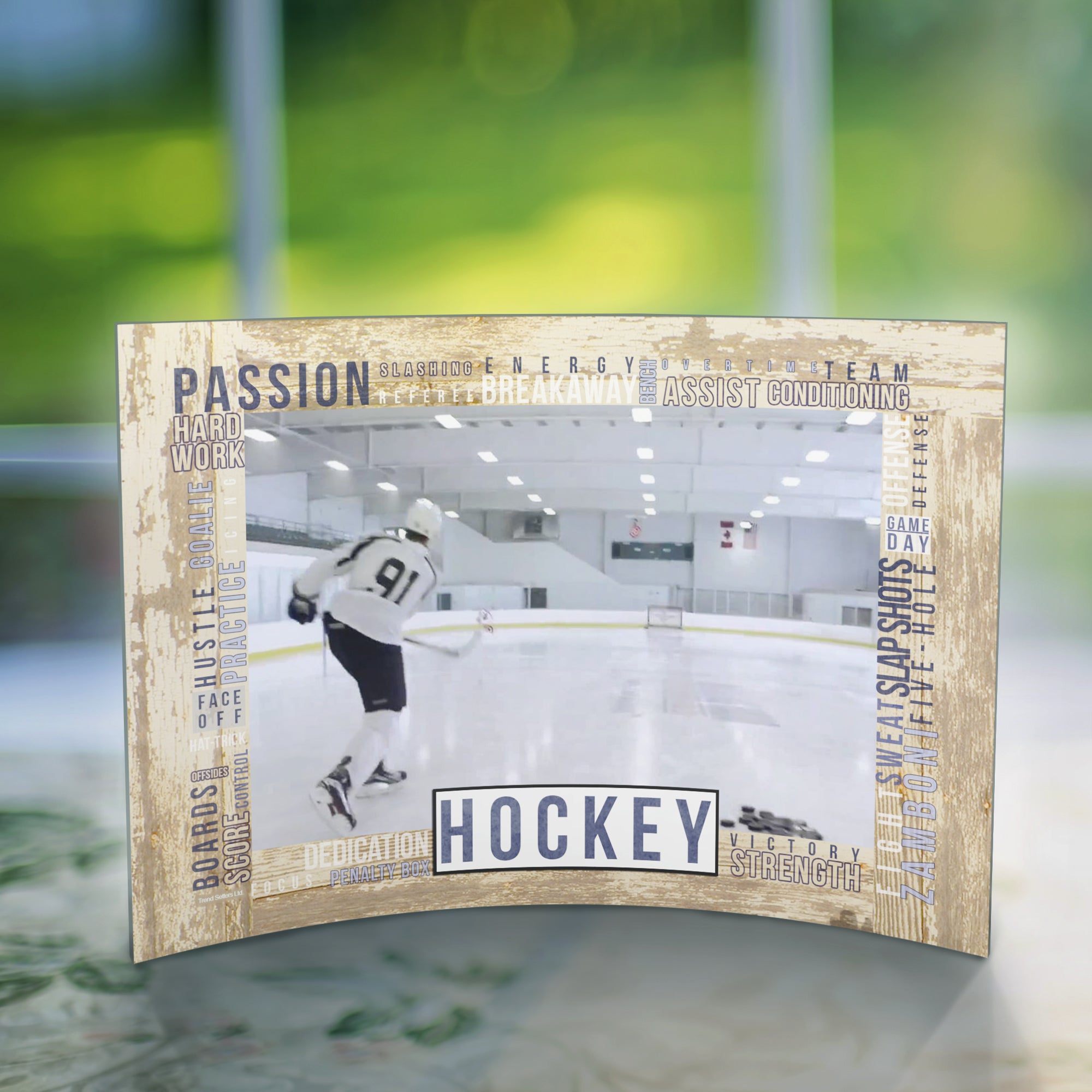 Sports Collection (Hockey Words - Personalized)  7" x 5" Curved Acrylic Print