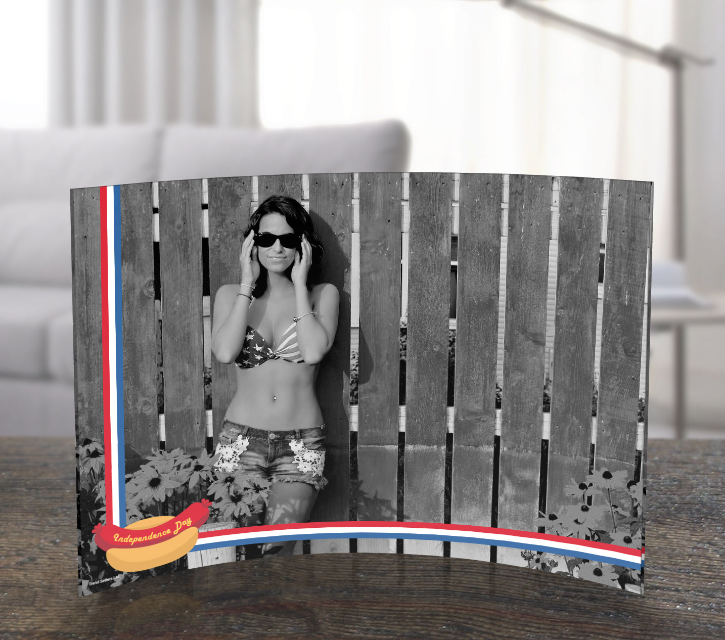 Patriotic Collection (Independence Day Hot Dog - Personalized)  7" x 5" Curved Acrylic Print