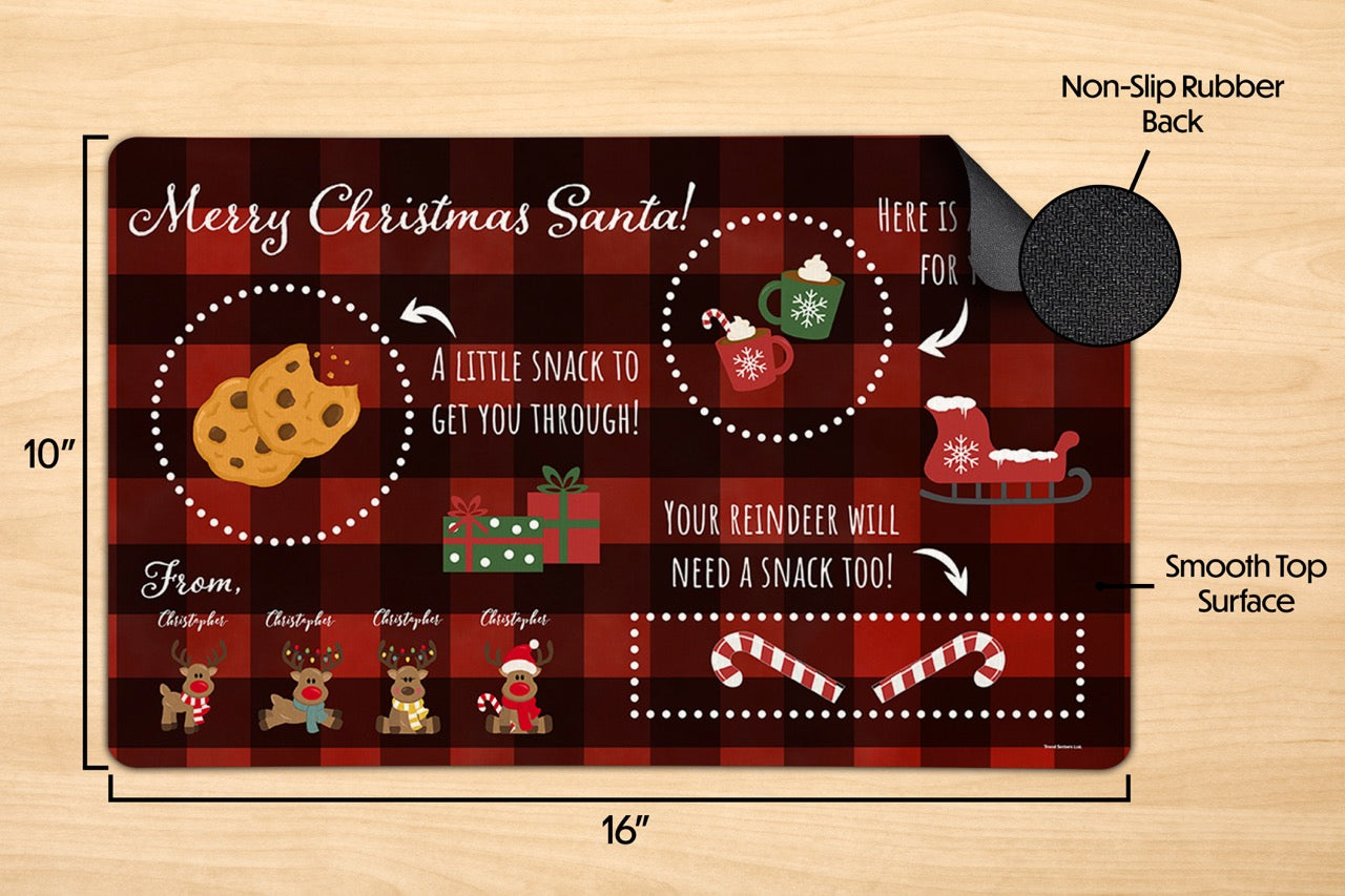 Christmas Collection (Santa Milk & Cookies Mat - Personalized) Non-Slip Desk Placemat