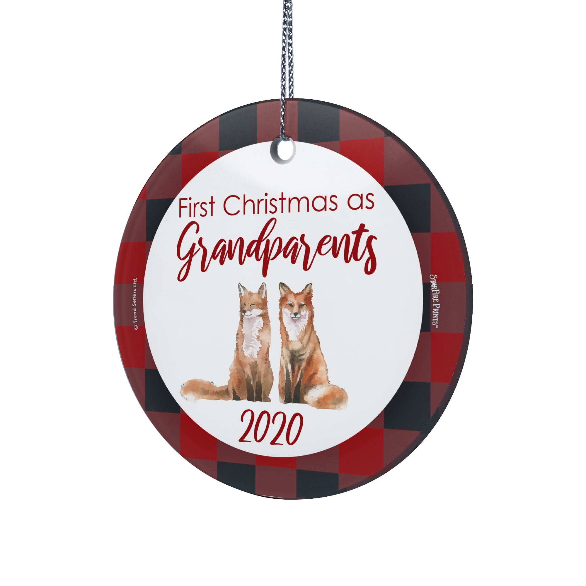 Christmas Collection (First Christmas as Grandparents Fox – Personalized) StarFire Prints Hanging Glass Print