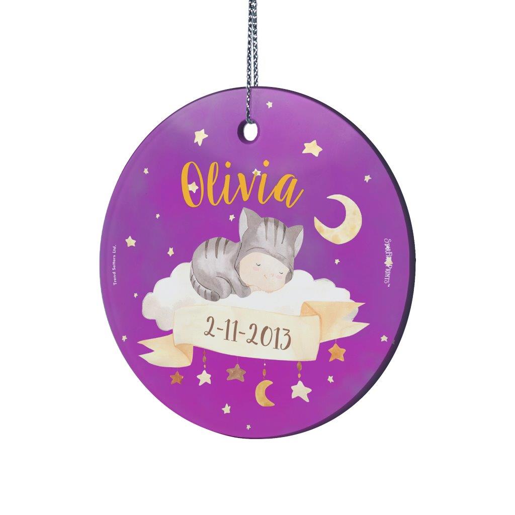 Baby's First Christmas (Boho Baby - Customized)  StarFire Prints Hanging Glass Print SPCIR1249