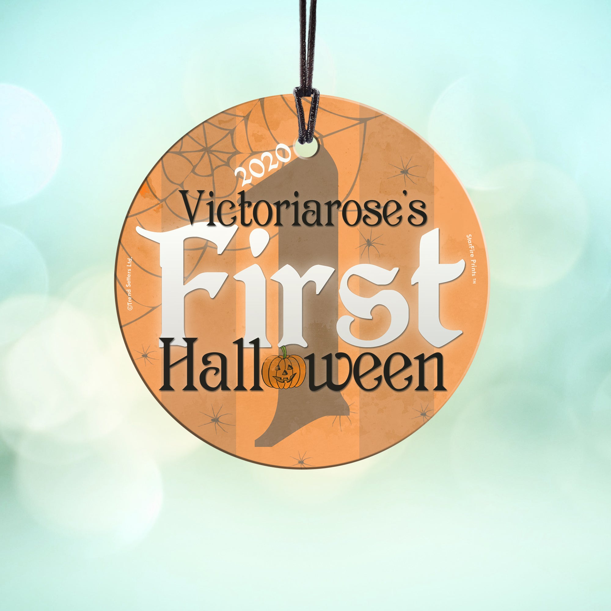 Halloween Collection (Baby's First Halloween - Personalize with Name) StarFire Prints Hanging Glass Print