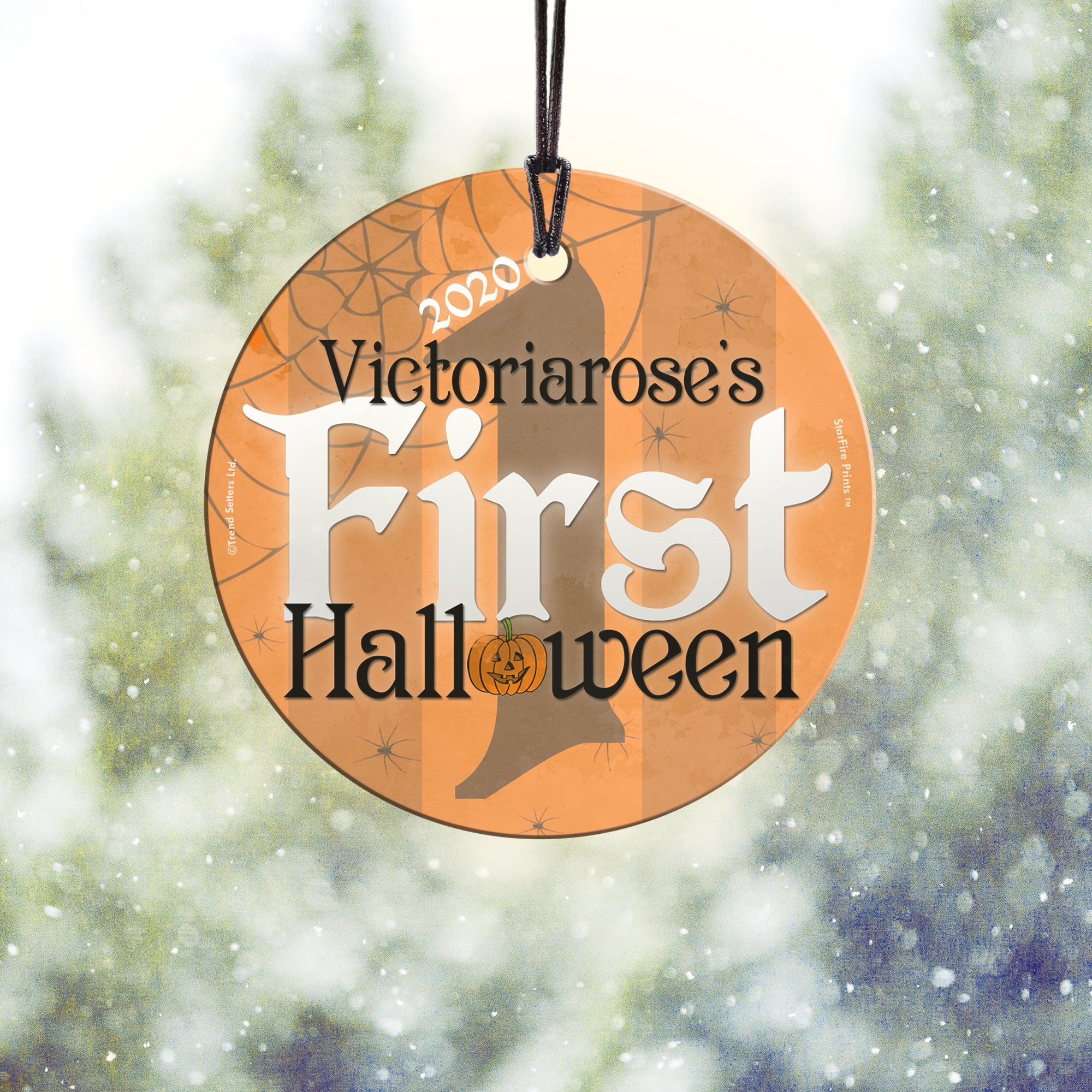 Halloween Collection (Baby's First Halloween - Personalize with Name) StarFire Prints™ Hanging Glass Print