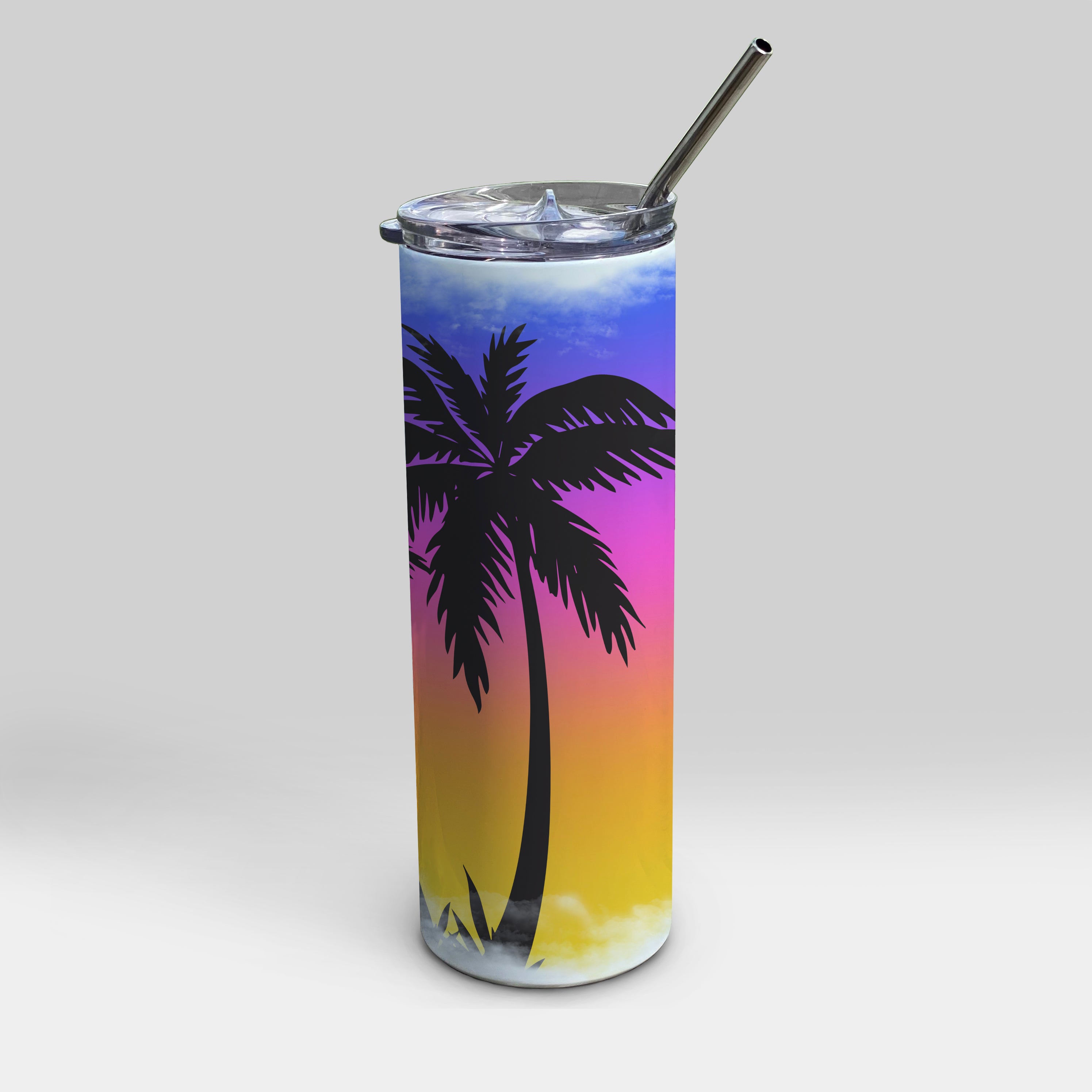 Vacation Collection (Tropical Sunset - Personalized) 20 Oz Stainless Steel Travel Tumbler with Straw