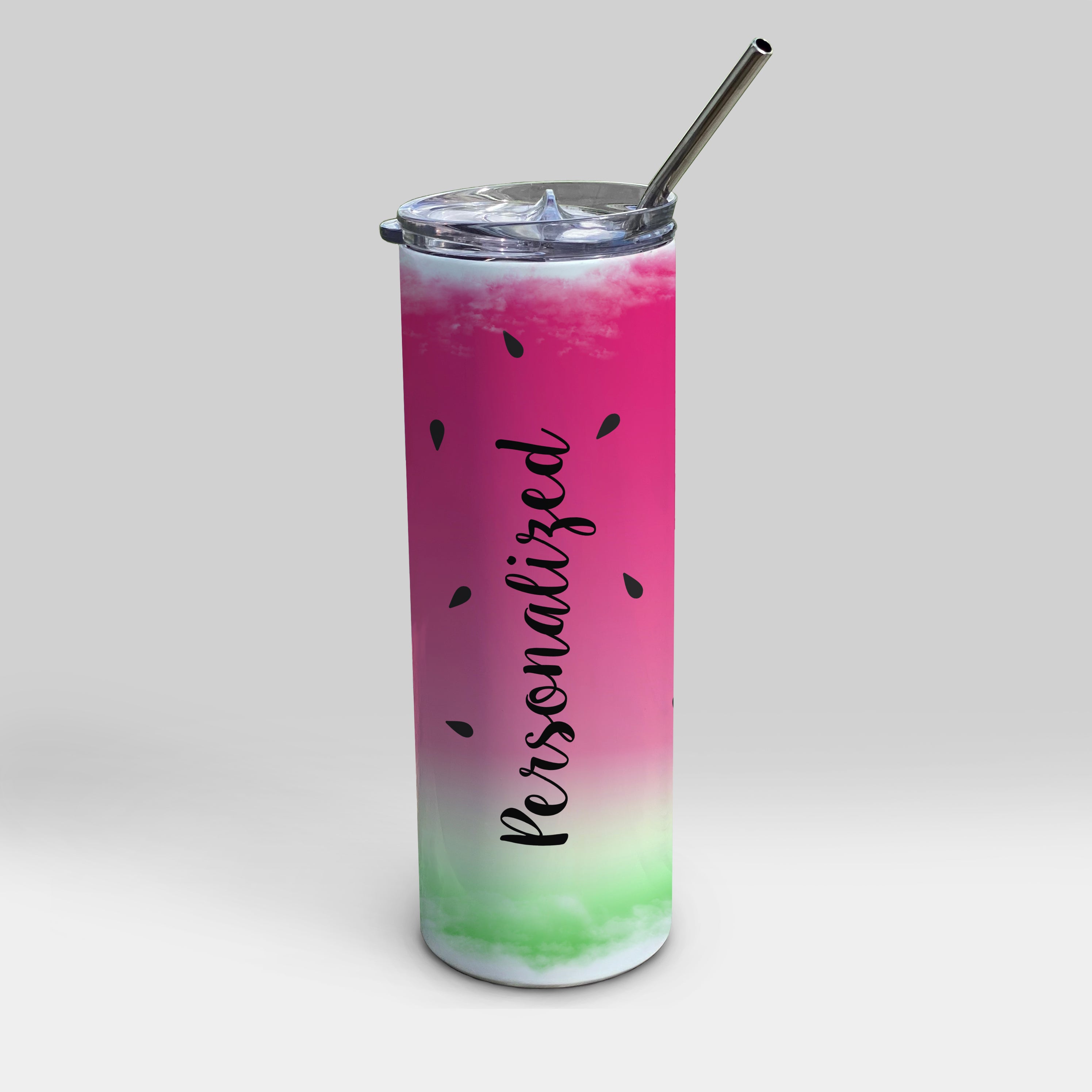 Trend Setters Originals (Watermelon - Personalized) 20 oz Stainless Steel Travel Tumbler with Straw