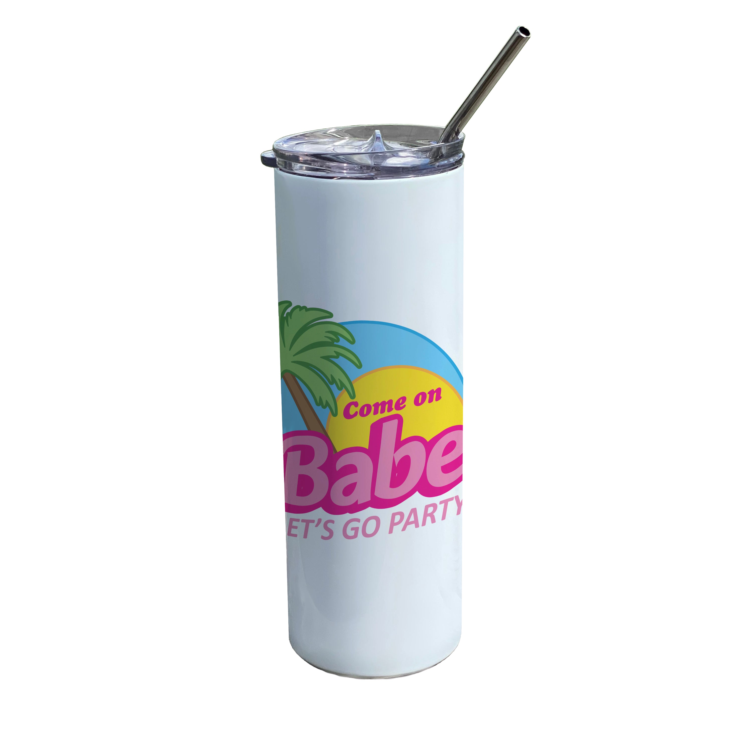 Bridal Collection (Come On Babe, Let's Go Party - Personalized) 20 oz Stainless Steel Travel Tumbler with Straw