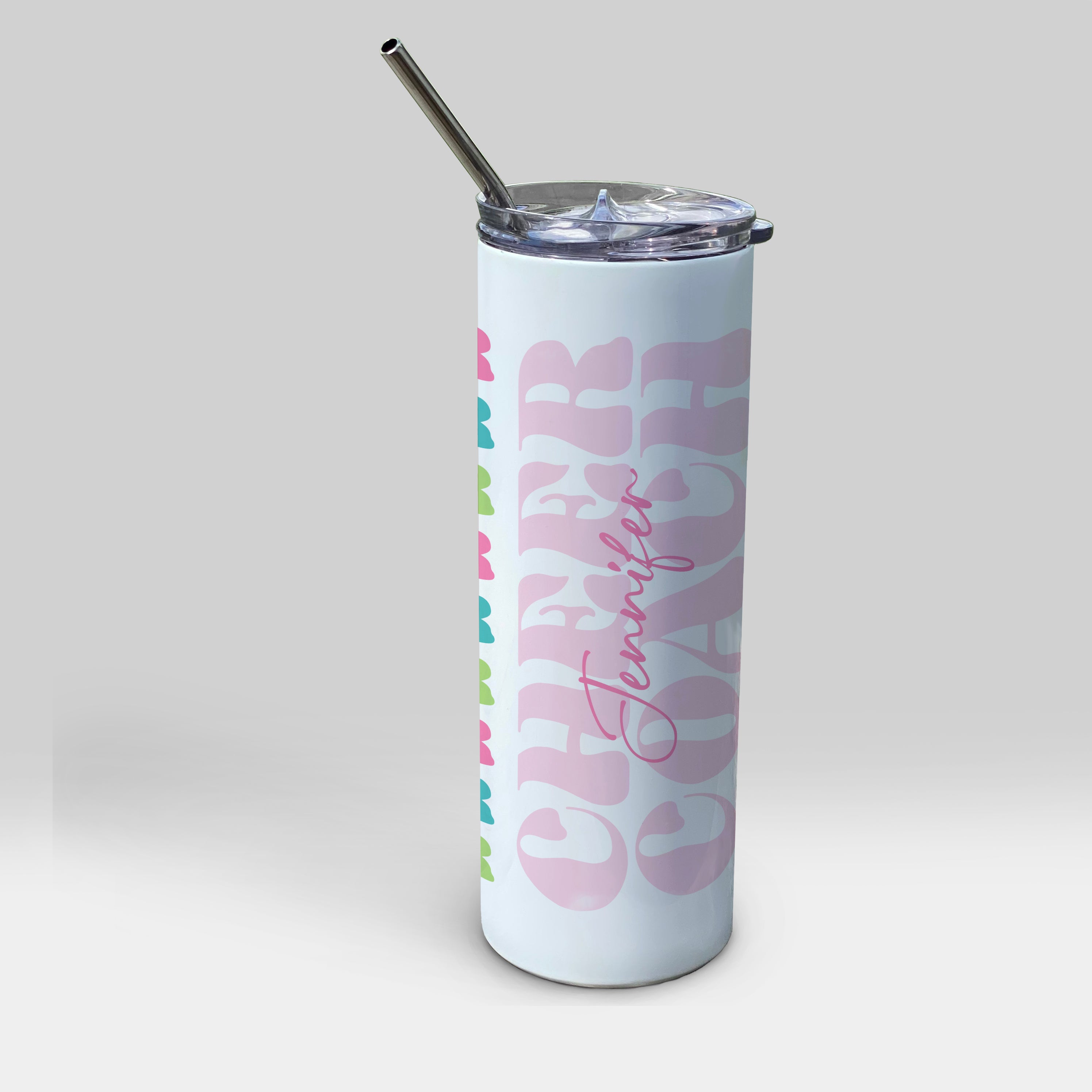 Sports Collection (Cheer Coach - Personalized) 20oz Stainless Steel Tumbler with Straw
