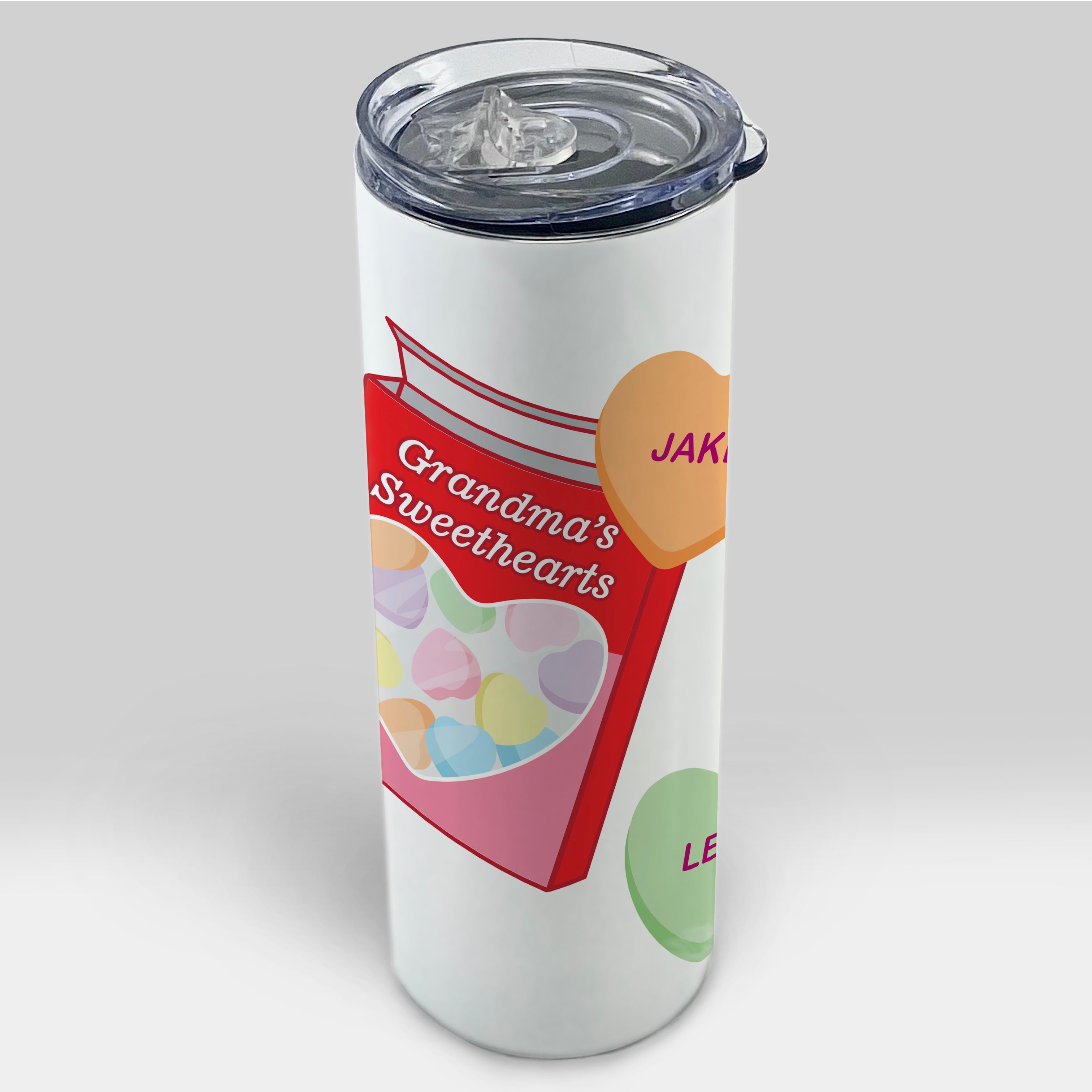 Family Collection (Grandma’s Sweethearts - Personalized) 20 oz Stainless Steel Travel White Tumbler with Straw