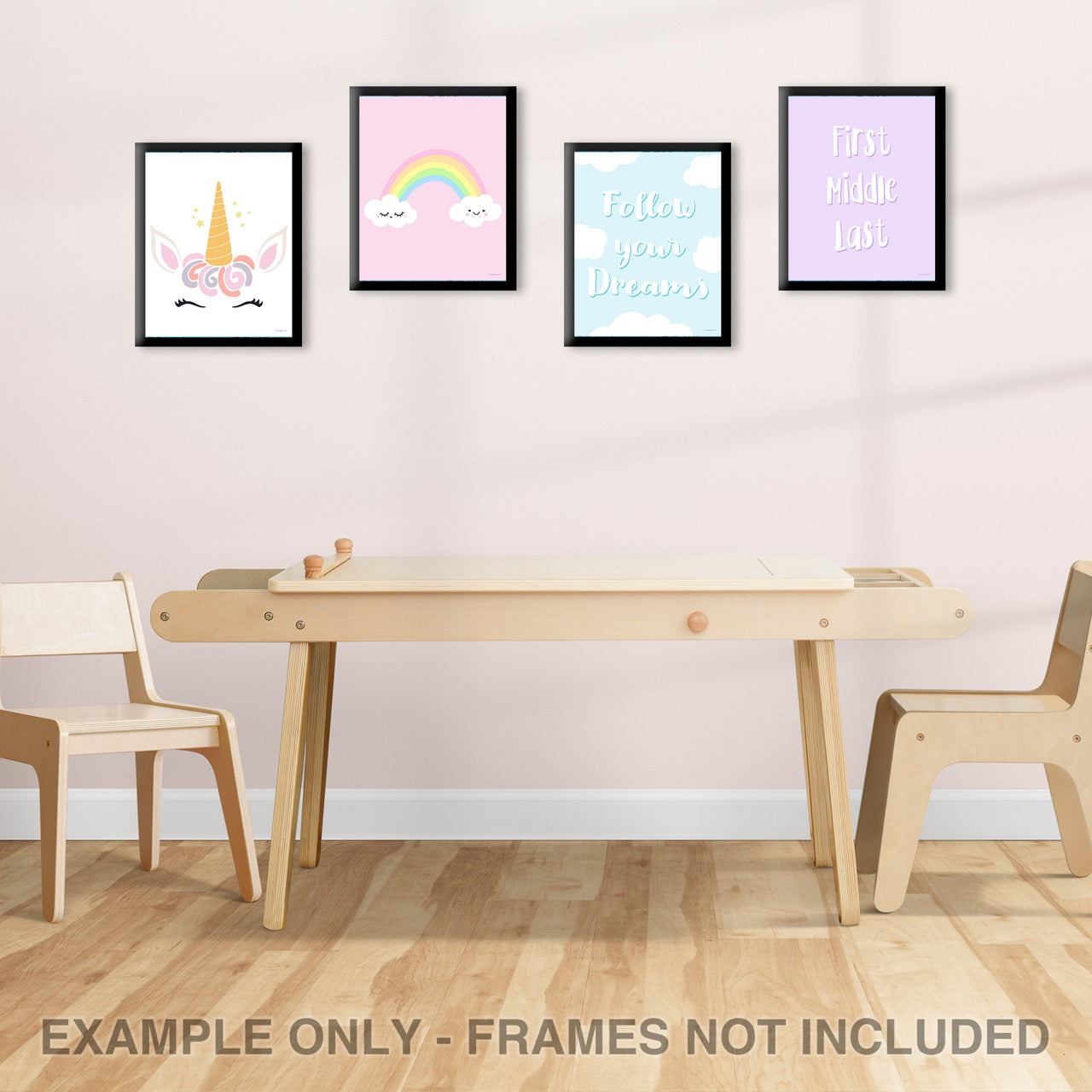 Trend Setters Original (Unicorn Dreams - Personalized) TrendyPrint™ Wall Art Set of Four TP08100062