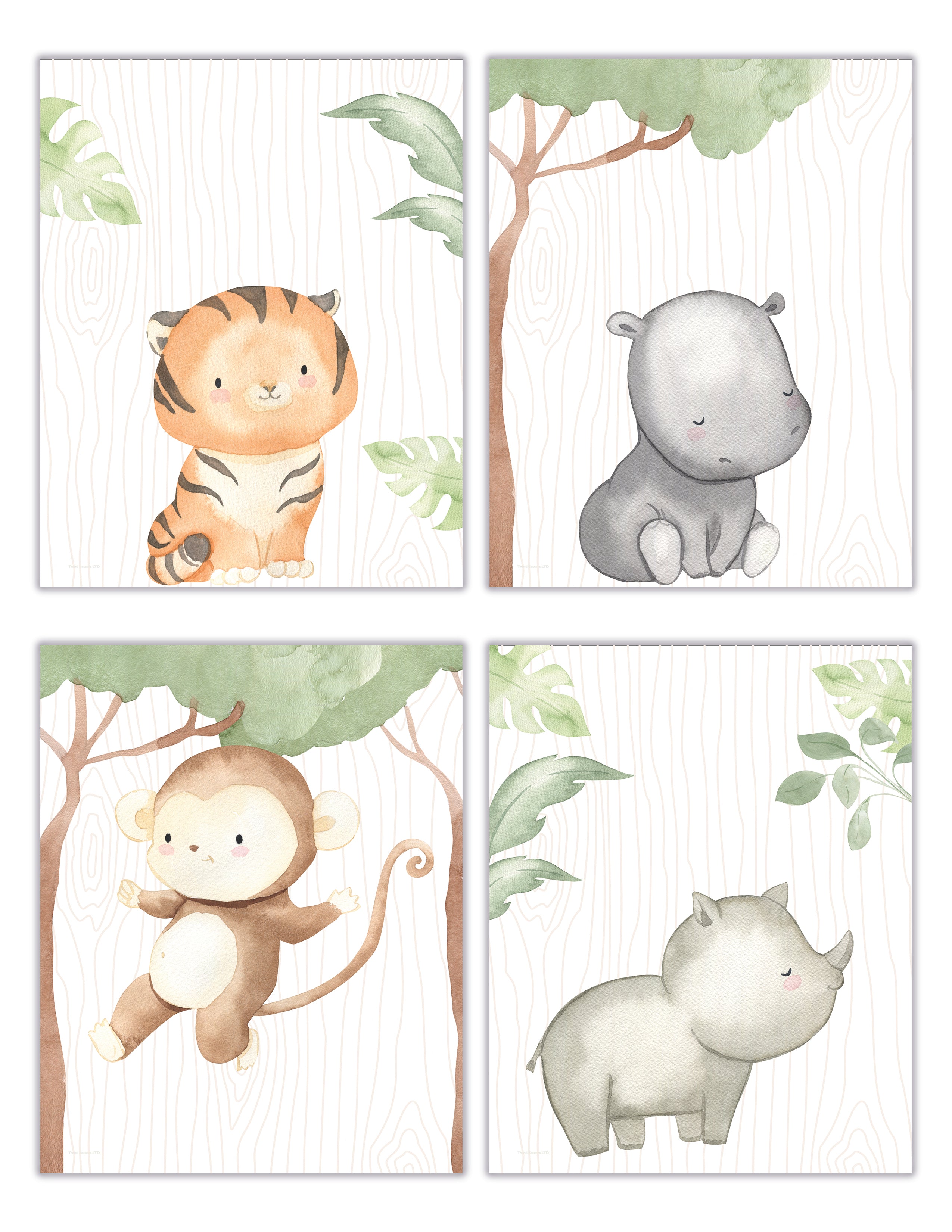 Kids Collection (Safari Animals 2) TrendyPrint™ Wall Art Set of Four