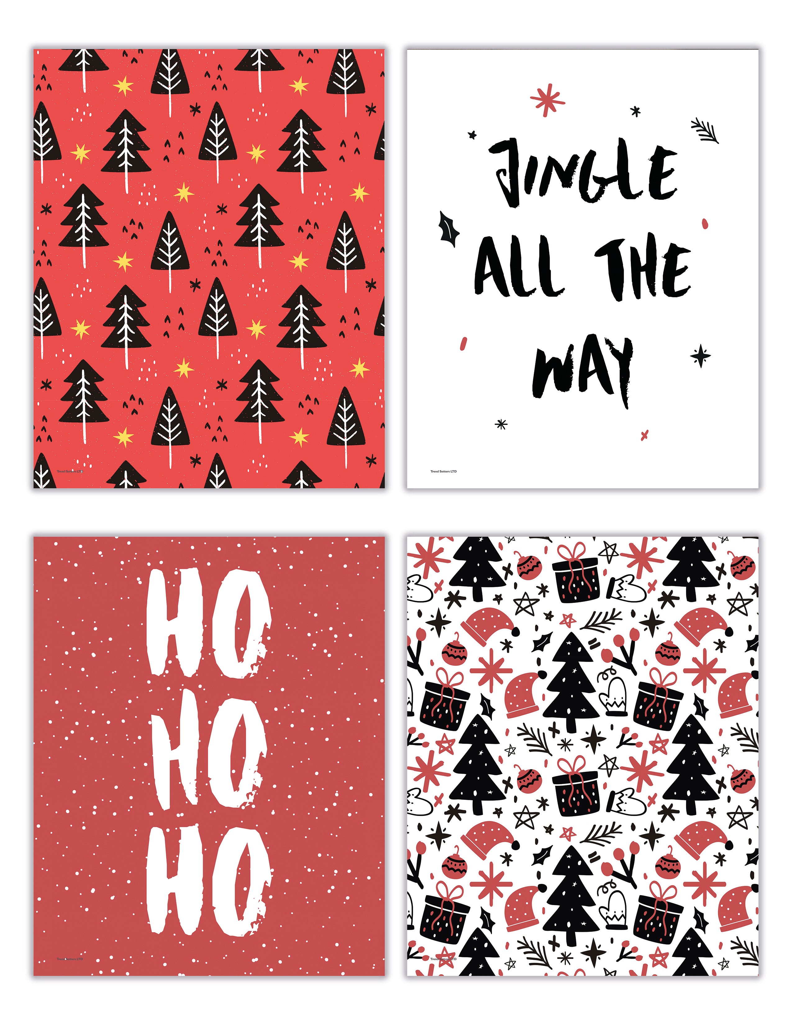 Christmas Collection (Simple Doodle Christmas) TrendyPrint™ Wall Art Set of Four