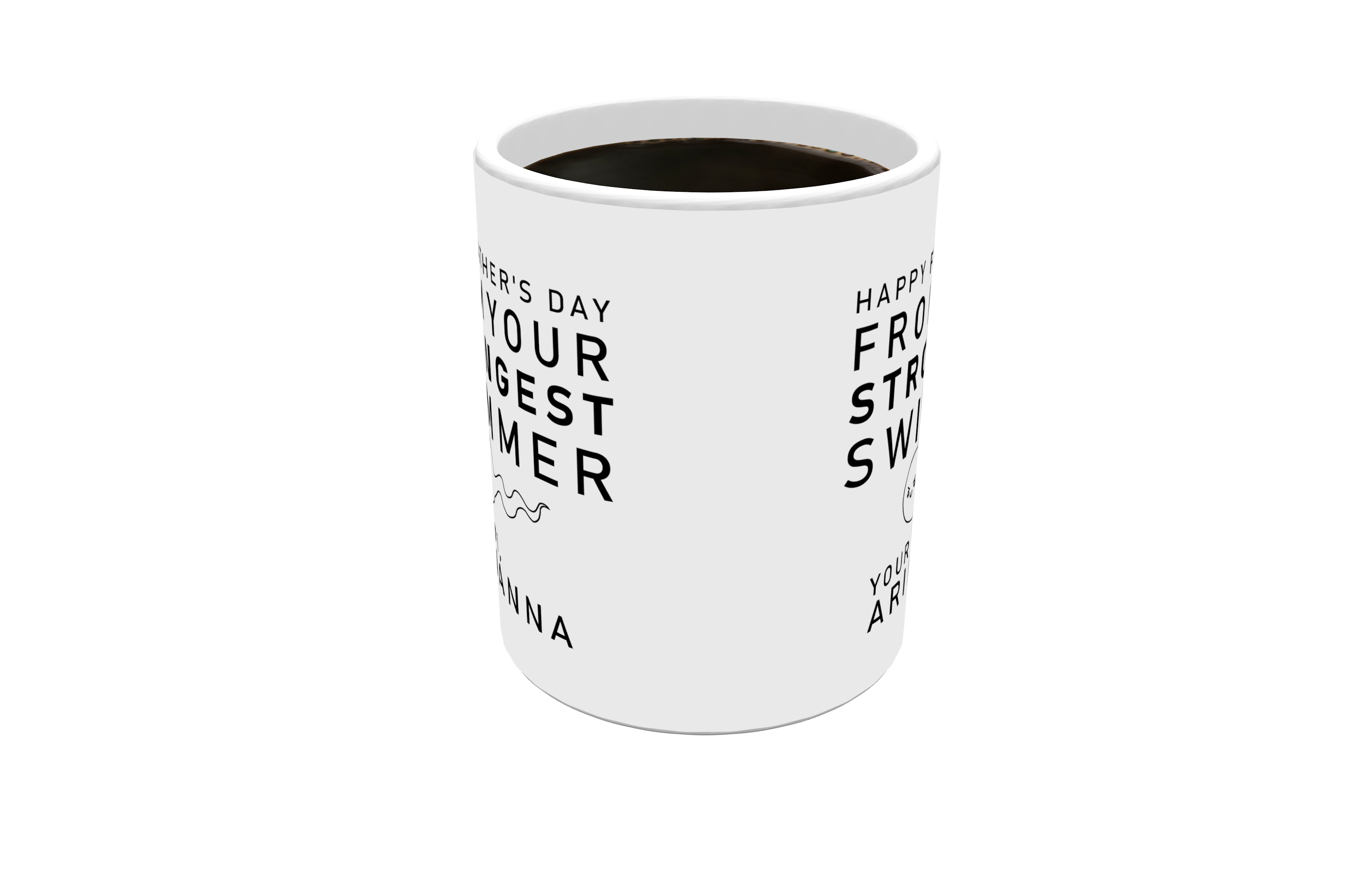 Father's Day Collection (Happy Father's Day From Your Strongest Swimmer - Personalized) 11 oz White Ceramic Mug