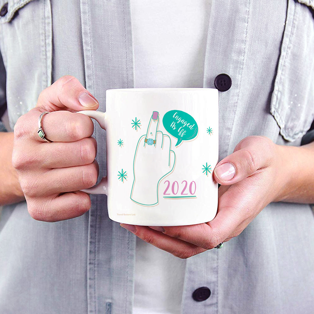 Engagement Collection (Engaged As Eff – Personalize with Year) 11 oz White Ceramic Mug