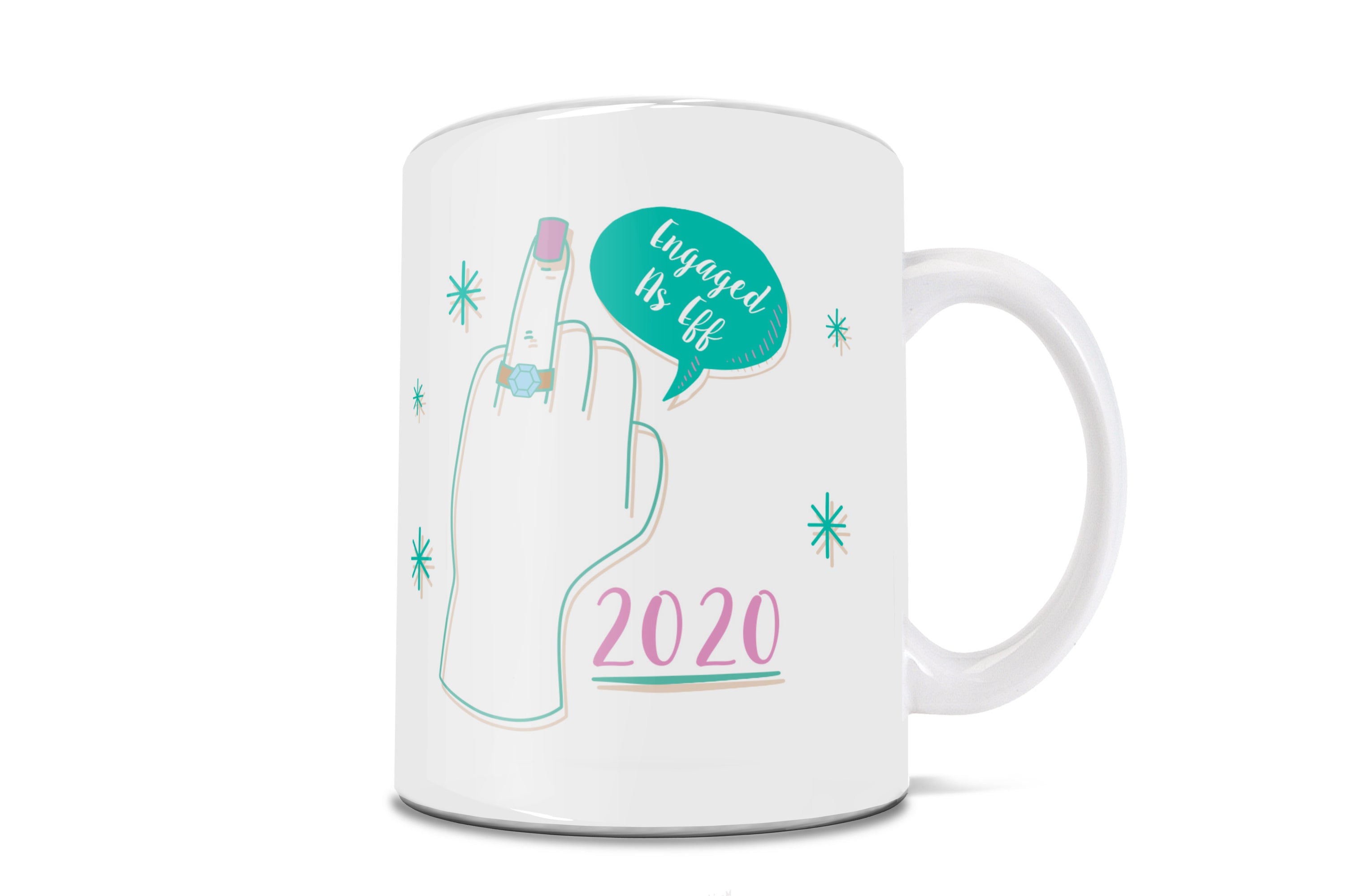 Engagement Collection (Engaged As Eff – Personalize with Year) 11 oz White Ceramic Mug