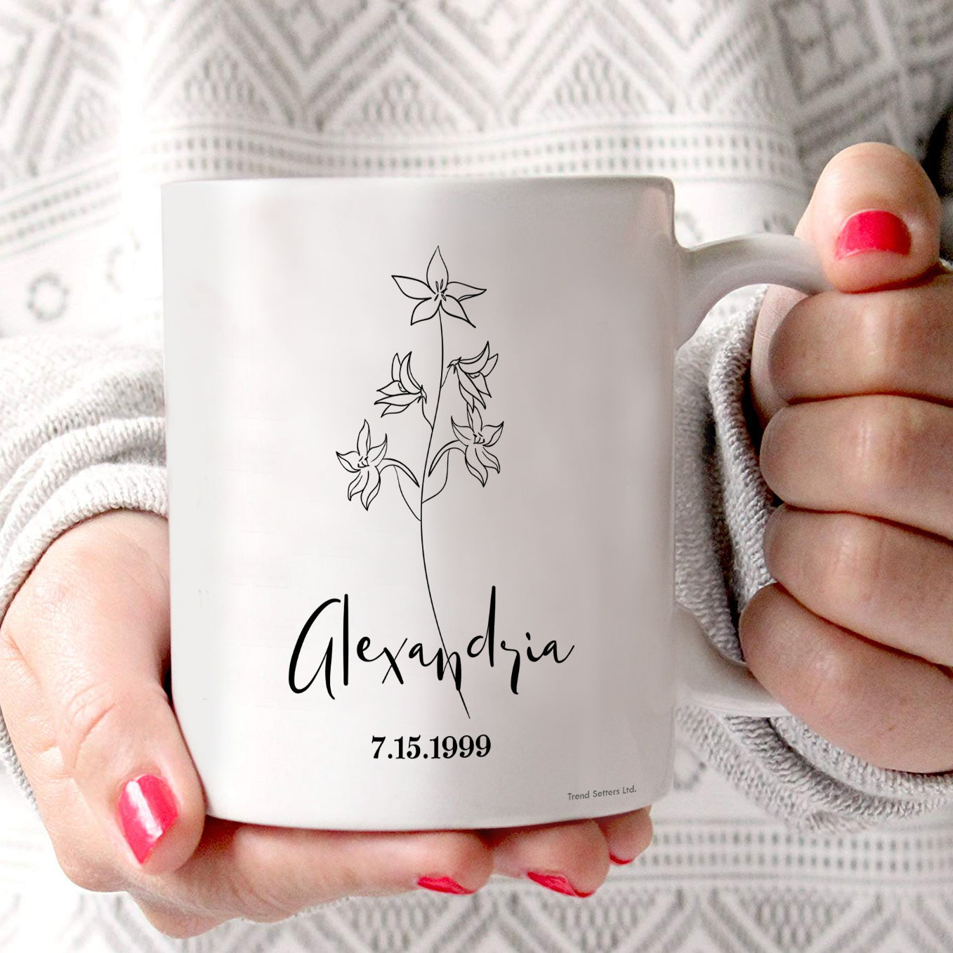 Birthday Collection (Birth Month Flower - Personalized) White Ceramic Mug