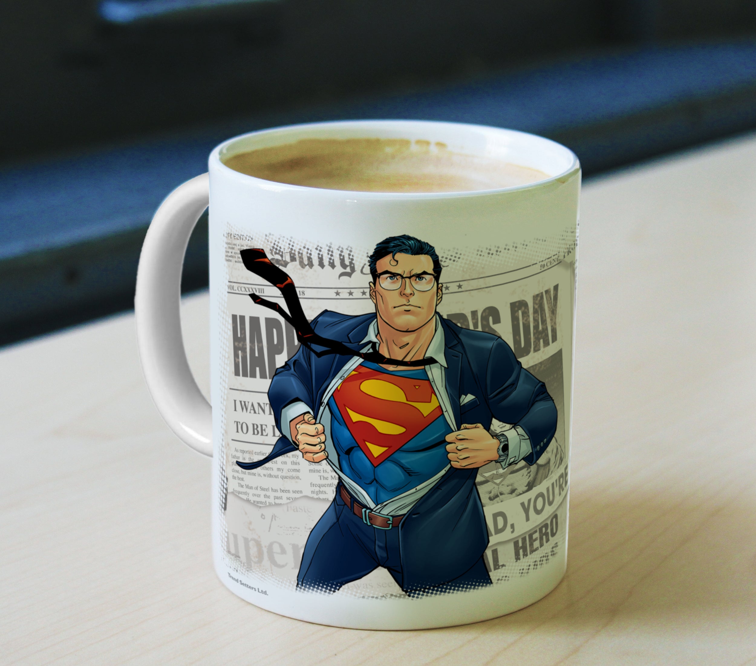 Father's Day Collection (Superman - Hero Dad – Personalized) 11 oz White Ceramic Mug