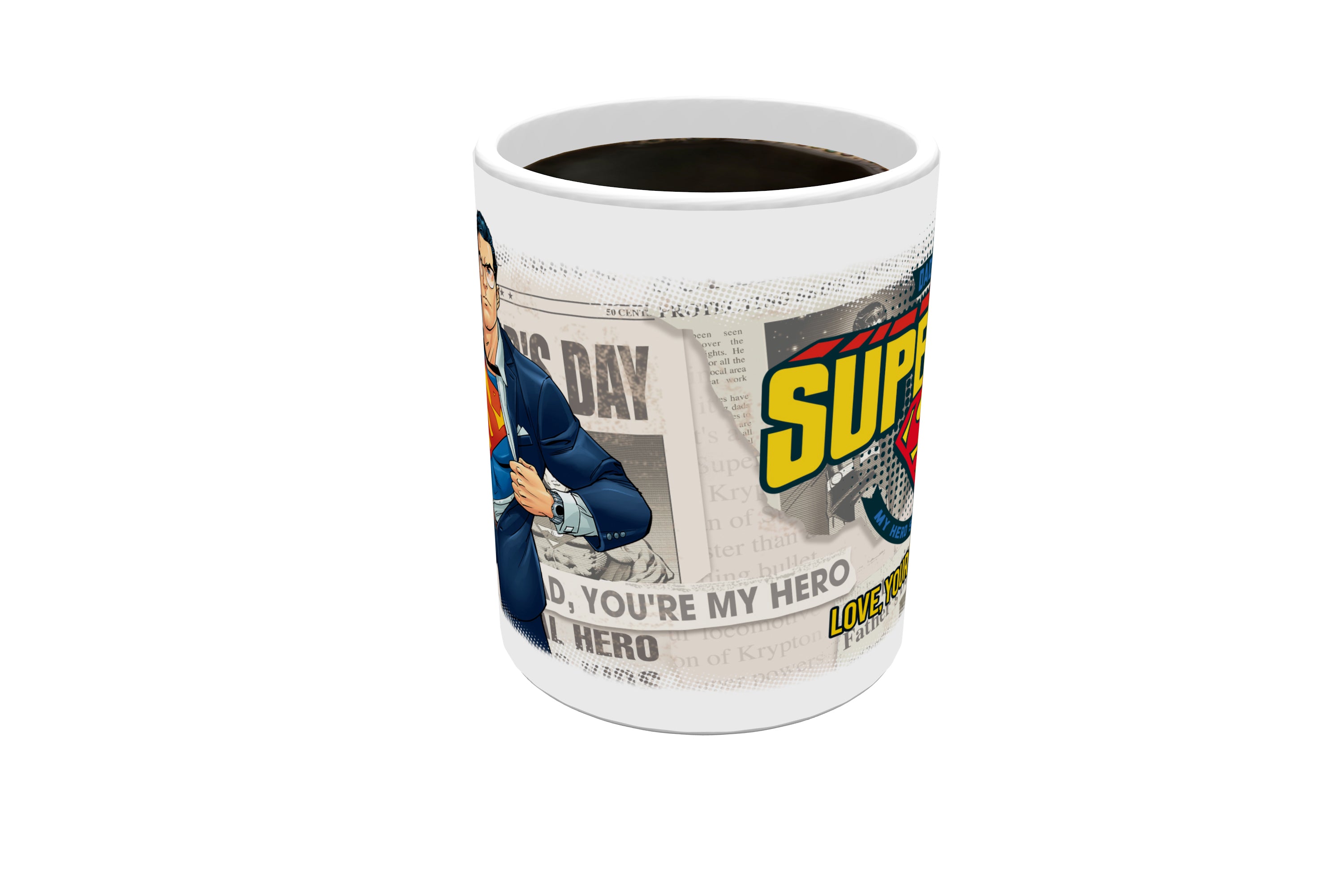 Father's Day Collection (Superman - Hero Dad – Personalized) 11 oz White Ceramic Mug