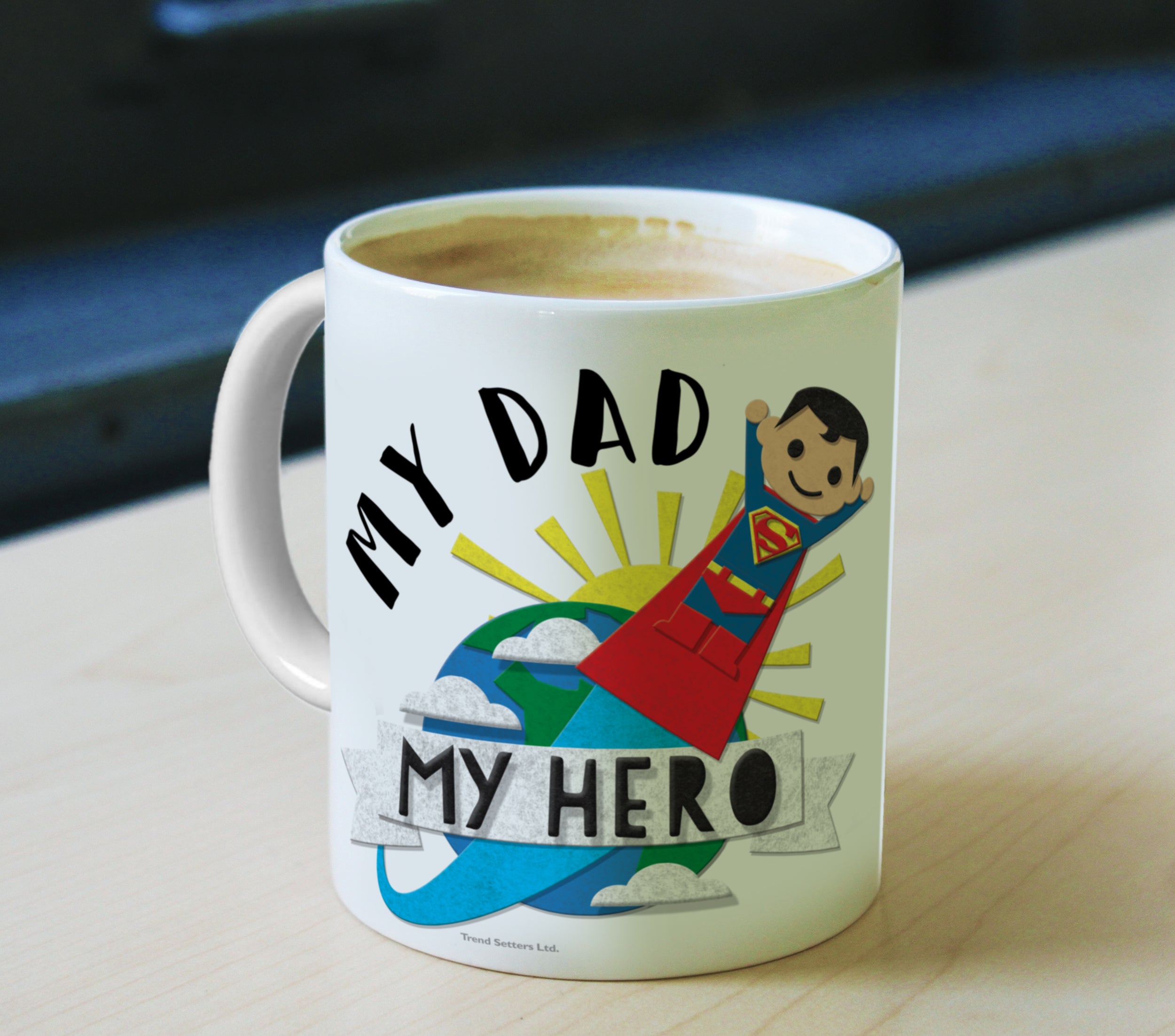 Father's Day Collection (Superman – Dad My Hero – Personalized 11 oz White Ceramic Mug